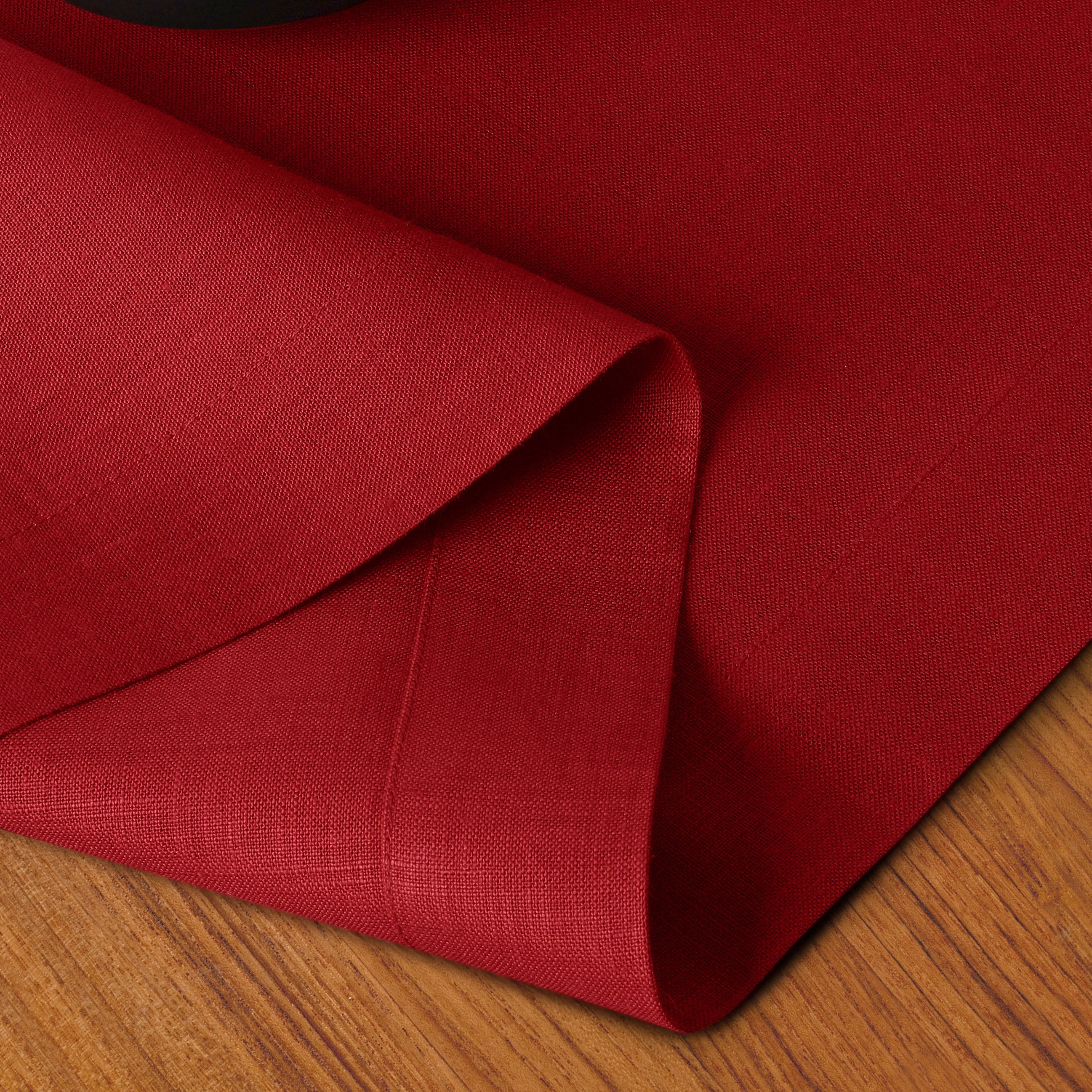 Red Linen Table Runner, Hemmed