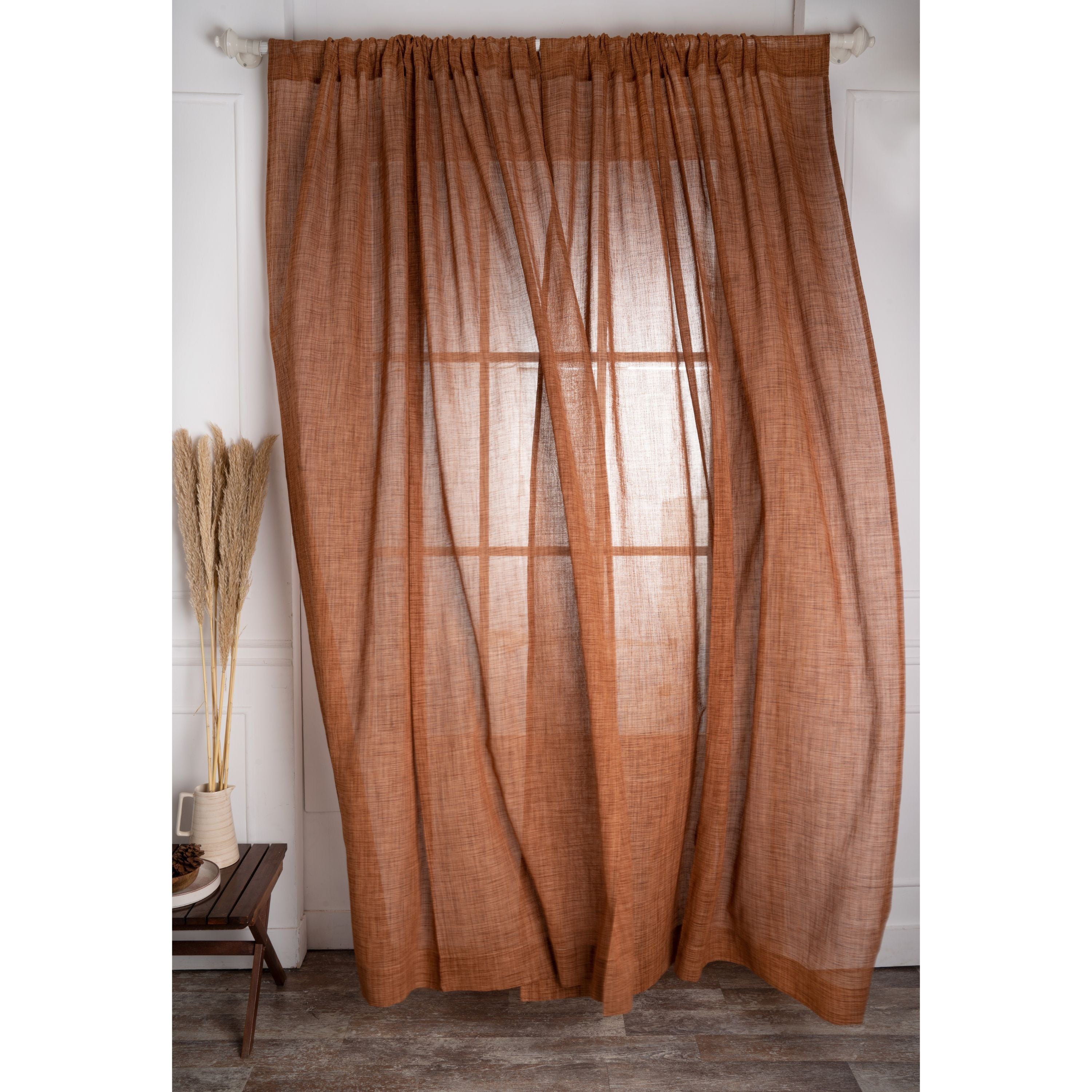 Brown Faux Jute Curtain