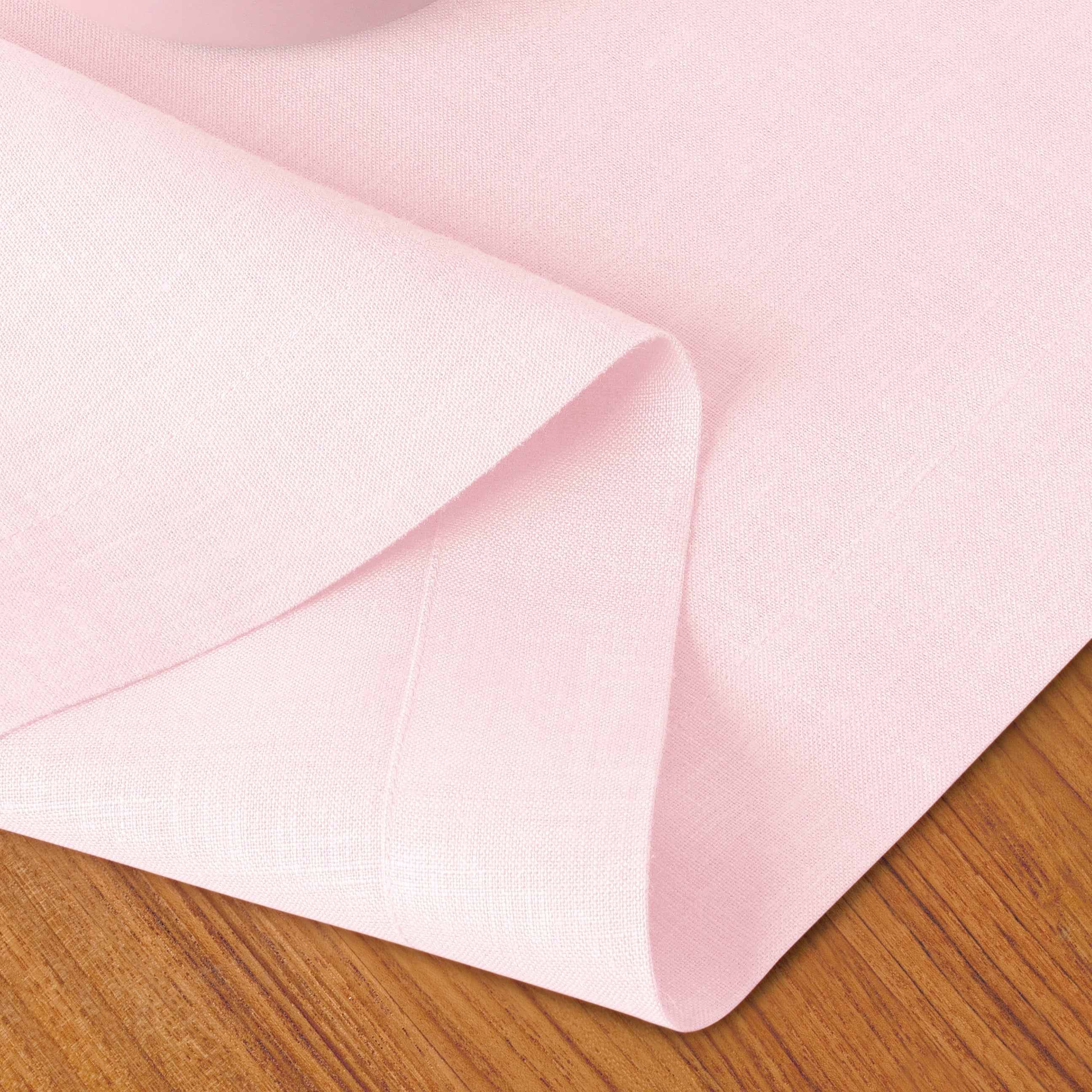 Pastel Pink Linen Table Runner, Hemmed