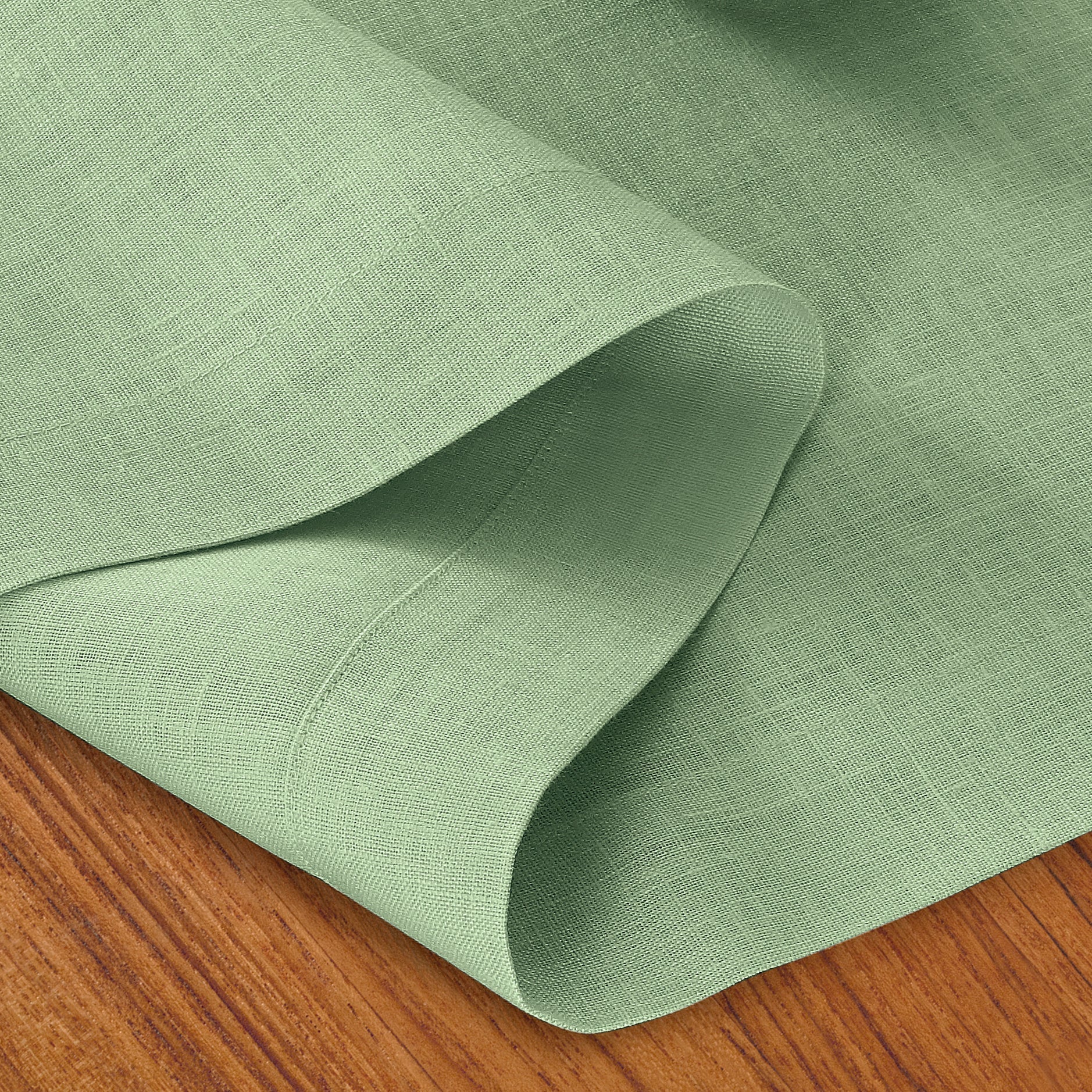 Sage Green Linen Table Runner, Hemmed