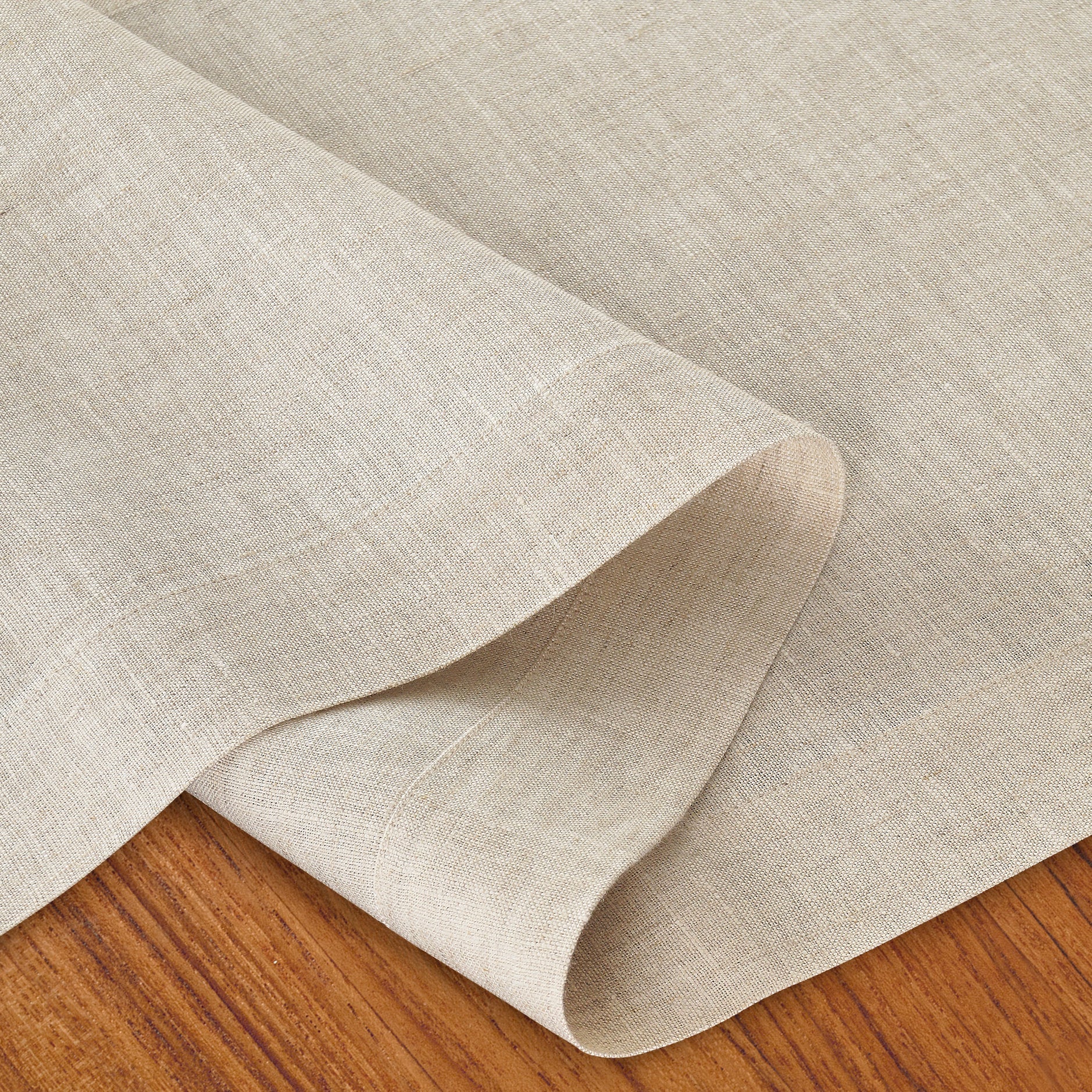 Light Natural Linen Table Runner, Hemmed