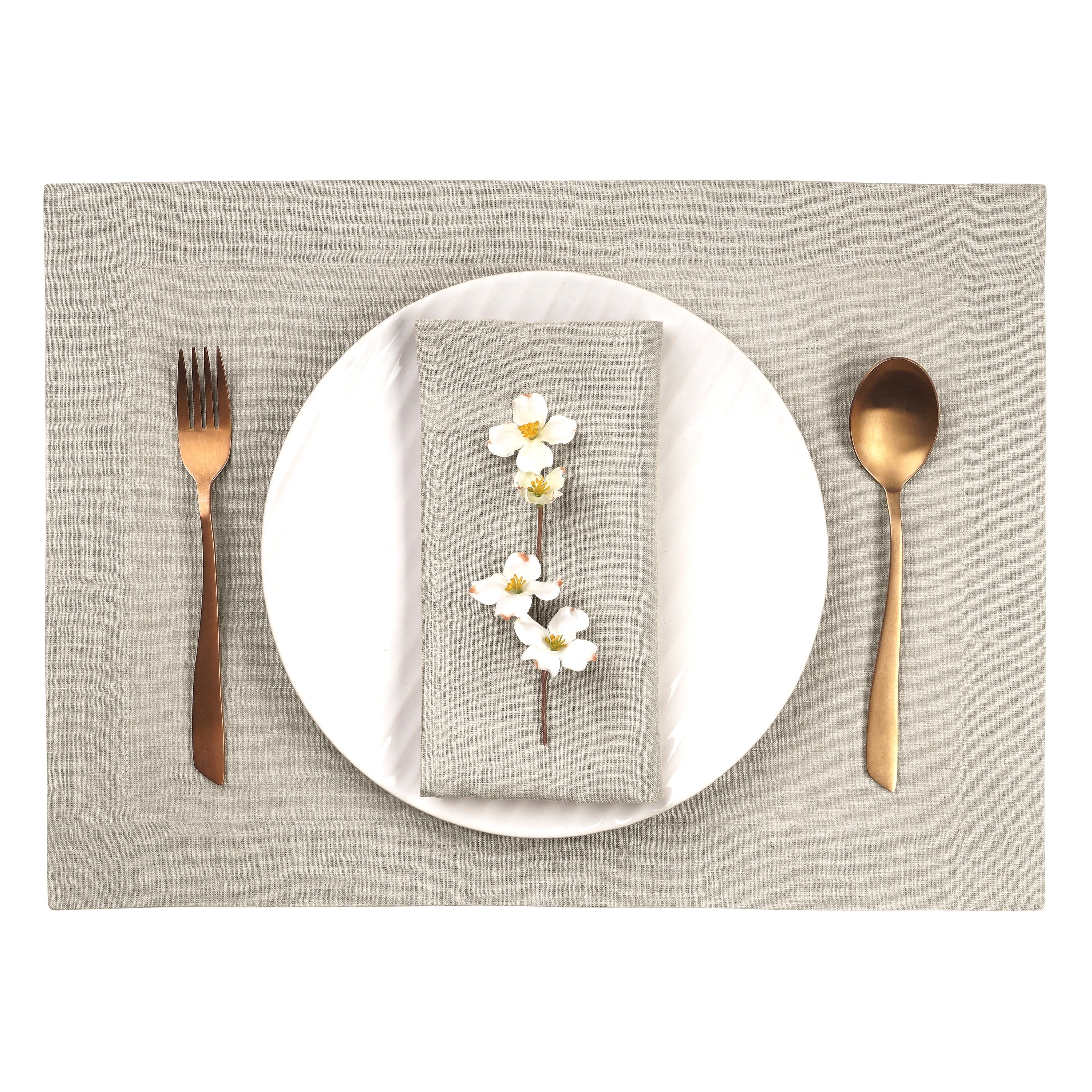 Natural Linen Placemats, Hemmed, 14 x 19 inch, 4 pcs