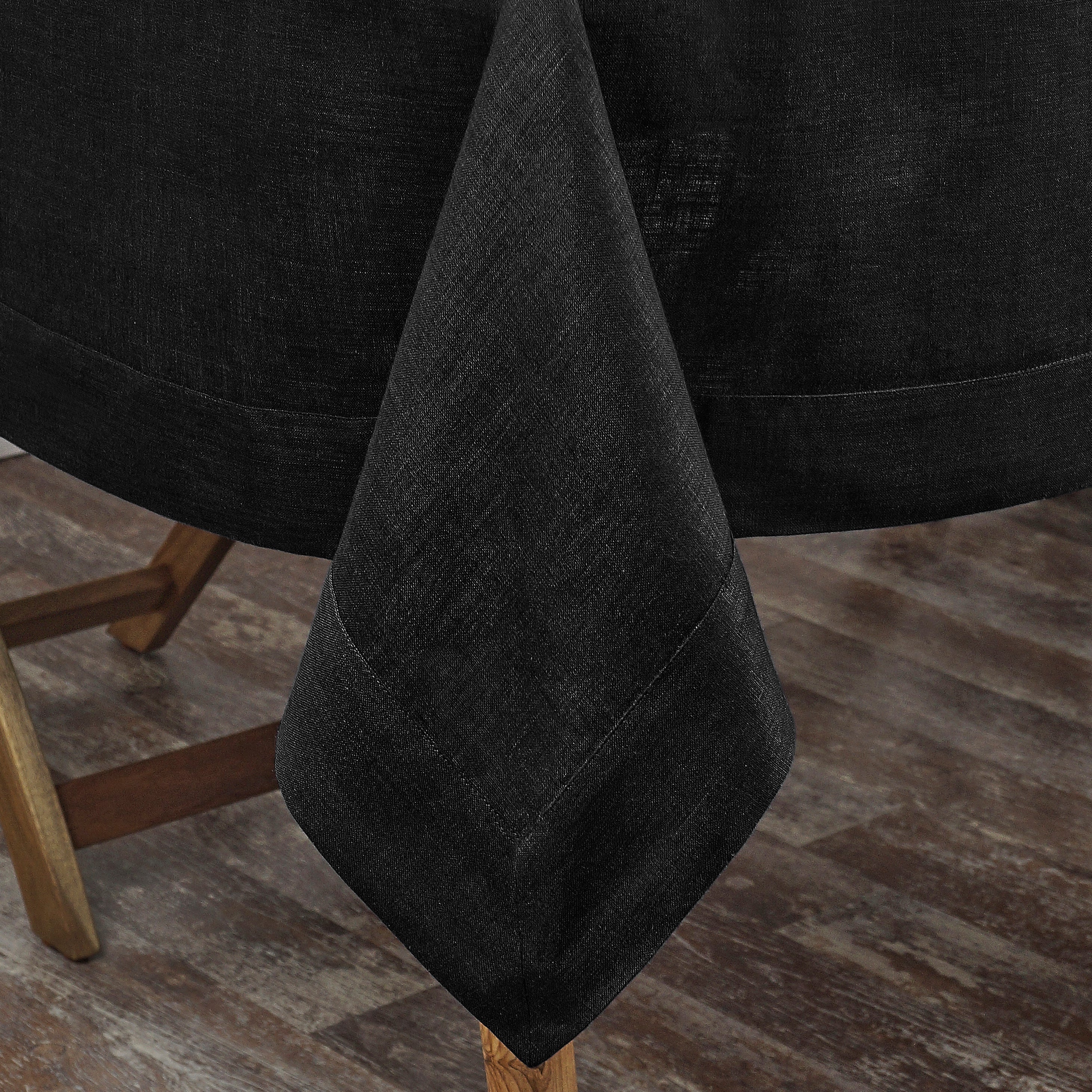 Black Linen Tablecloth, Hemmed