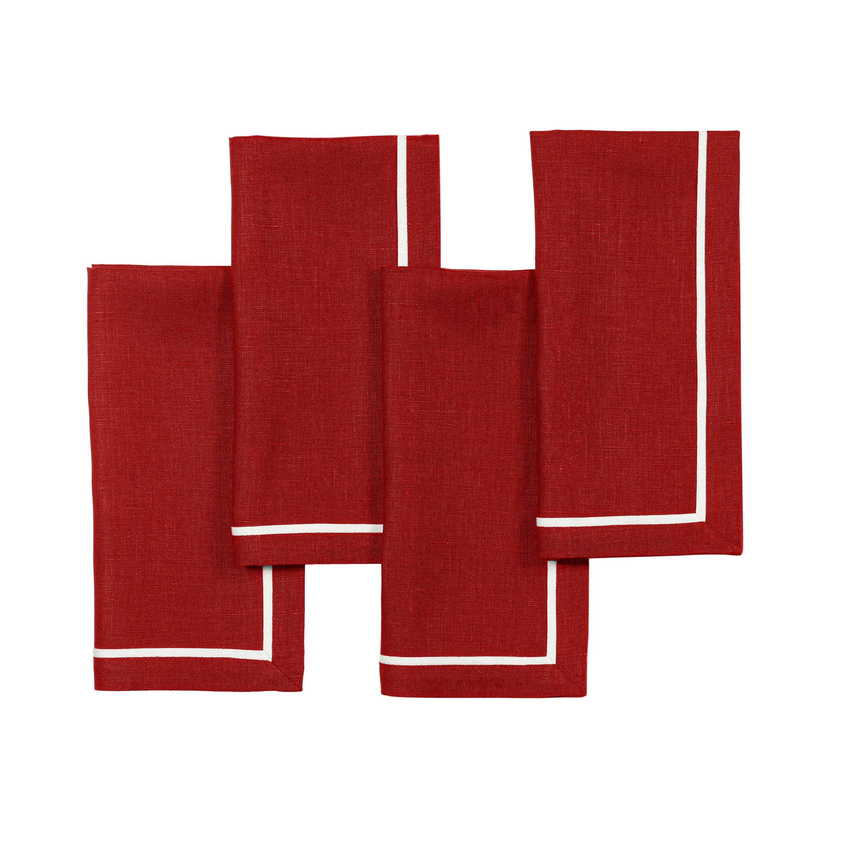 Red and White Linen Napkins, Reversible, 20 x 20 inch, 4 pcs