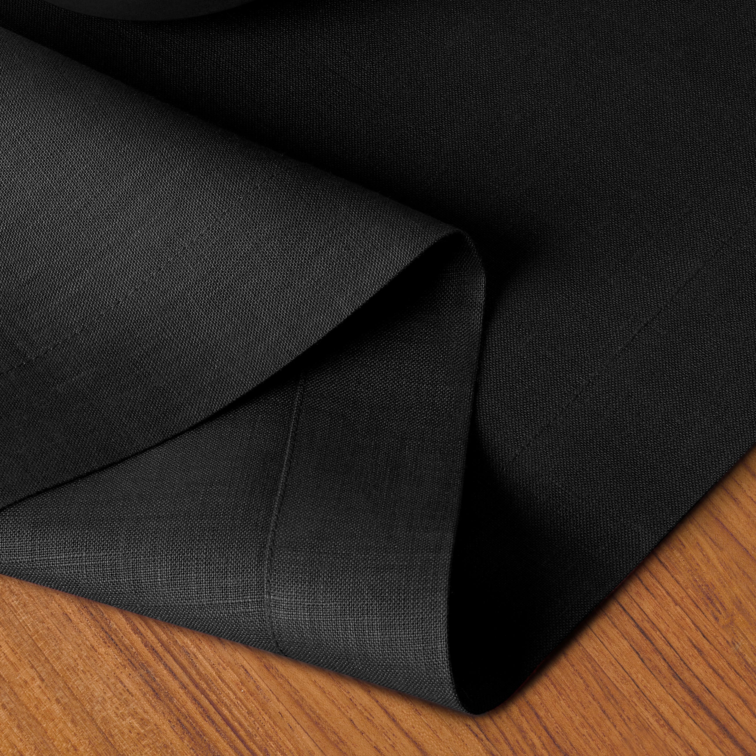 100% Pure Linen Fabric Black