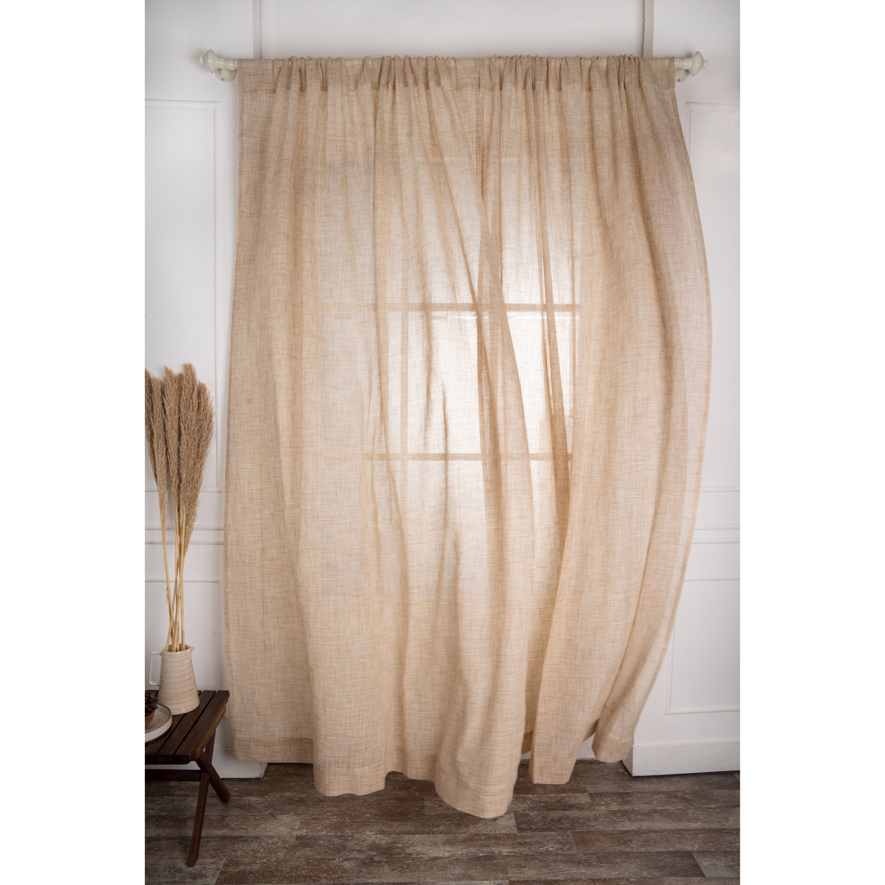 Ivory Beige Faux Jute Curtain