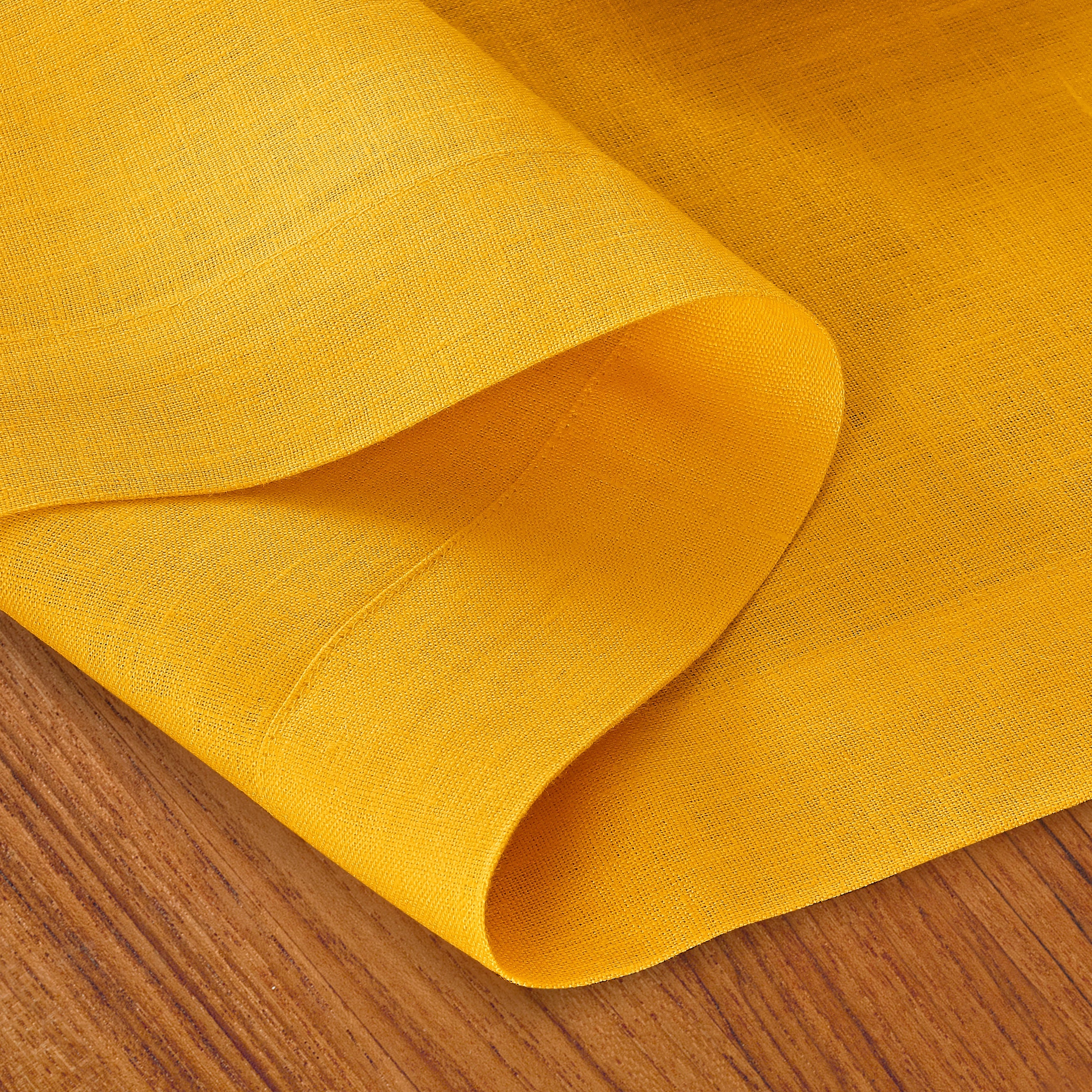 Sunflower Yellow Linen Table Runner, Hemmed