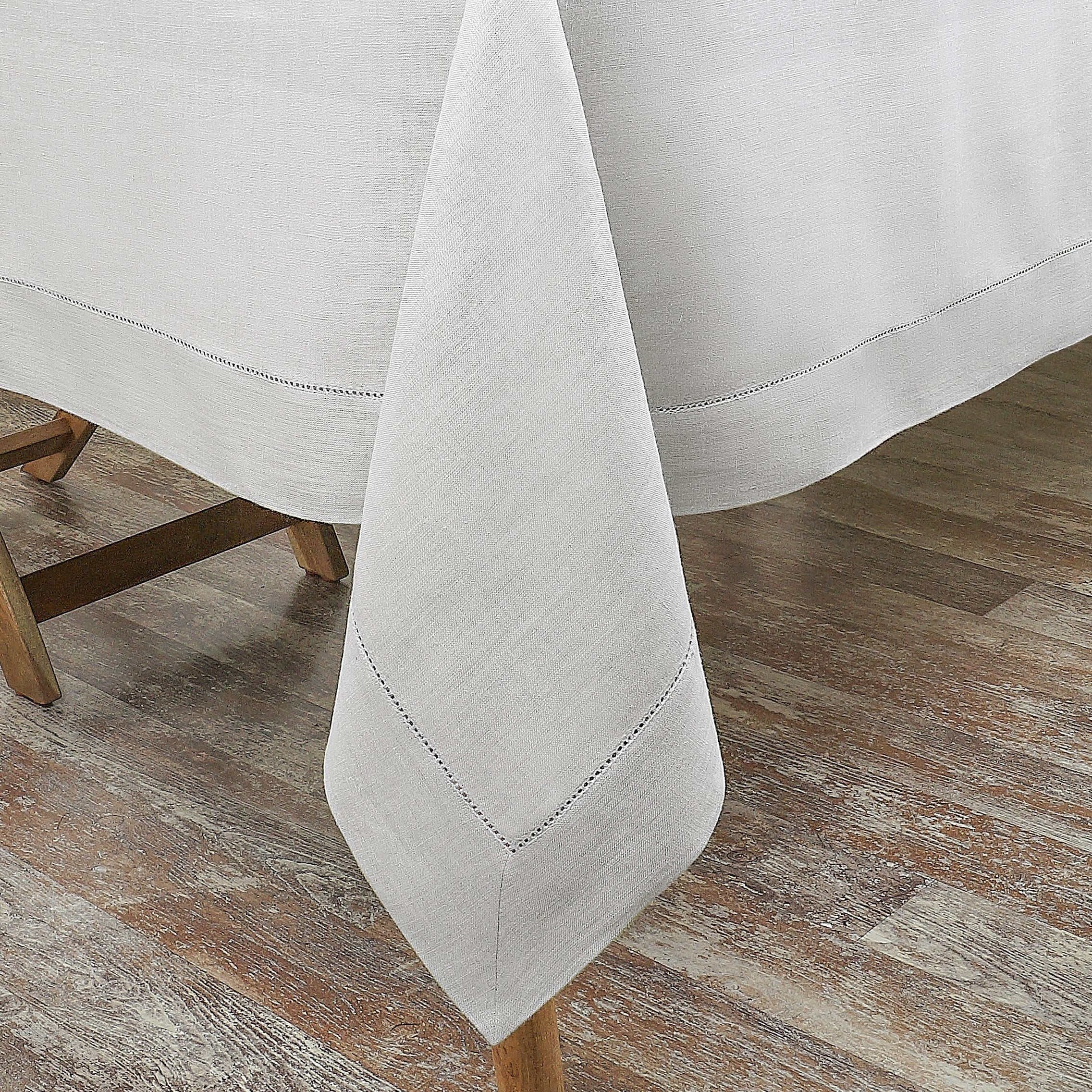 Silver Grey Linen Tablecloth, Hemstitch