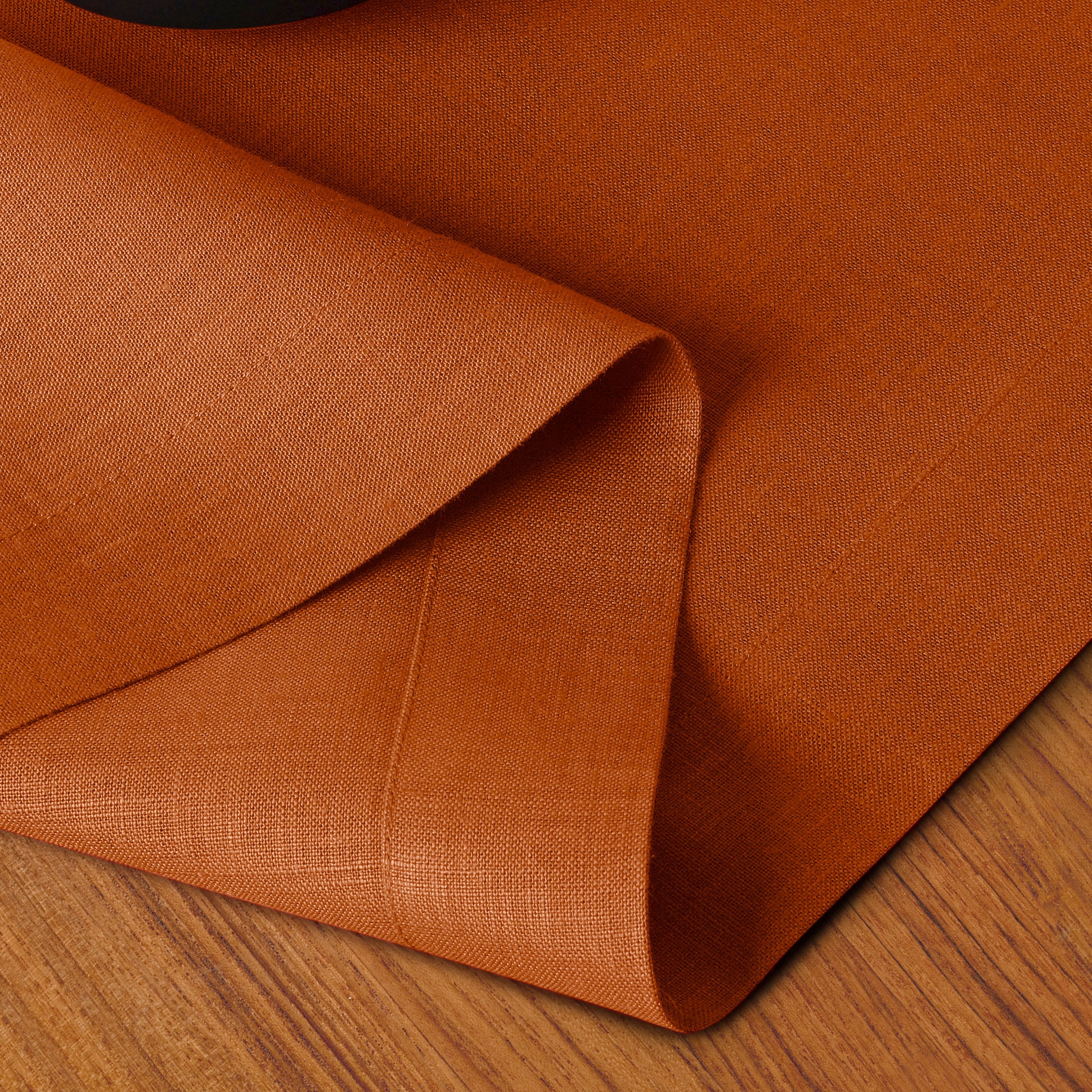 Rust Linen Table Runner, Hemmed