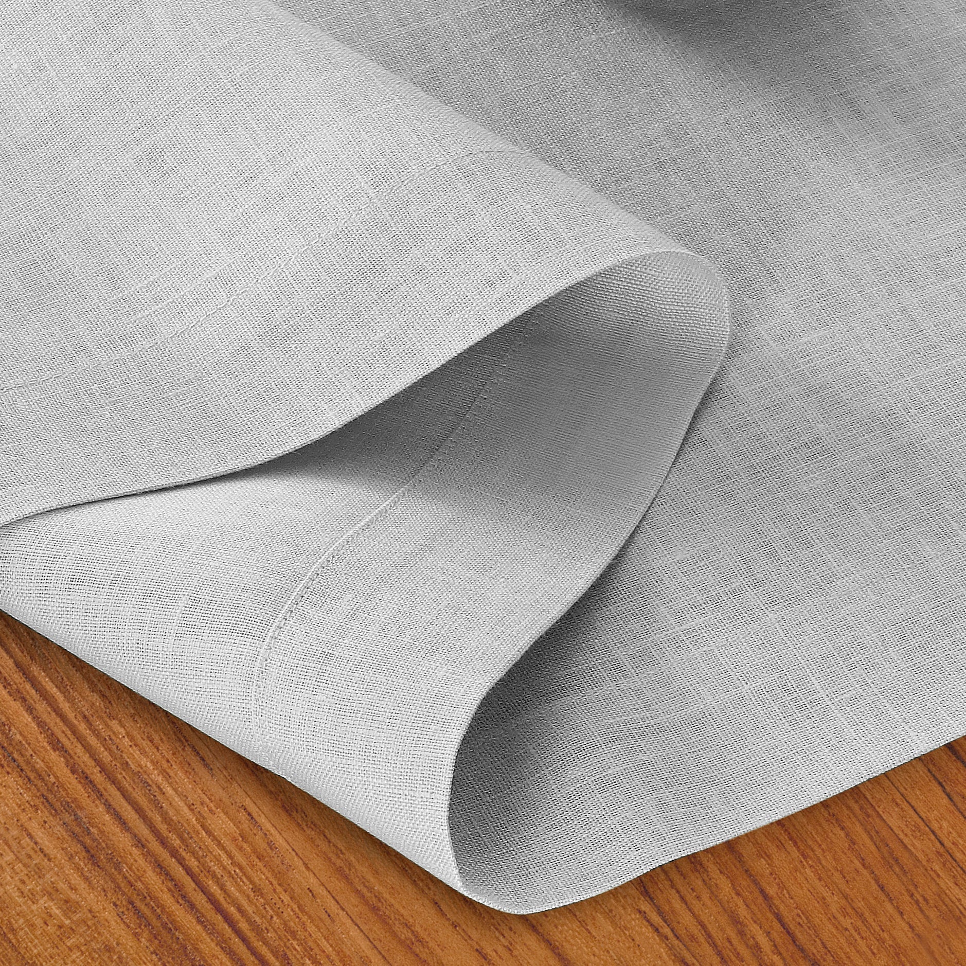 Silver Grey Linen Table Runner, Hemmed