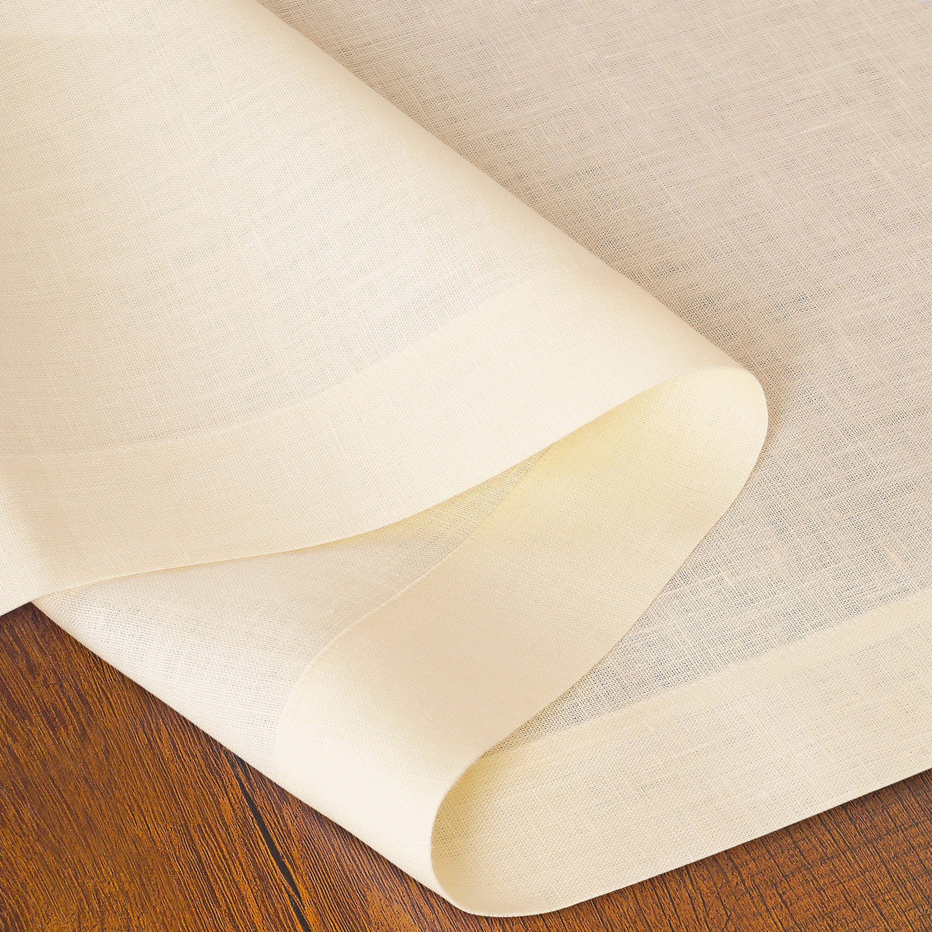 Vanilla Cream Linen Table Runner, Hemmed