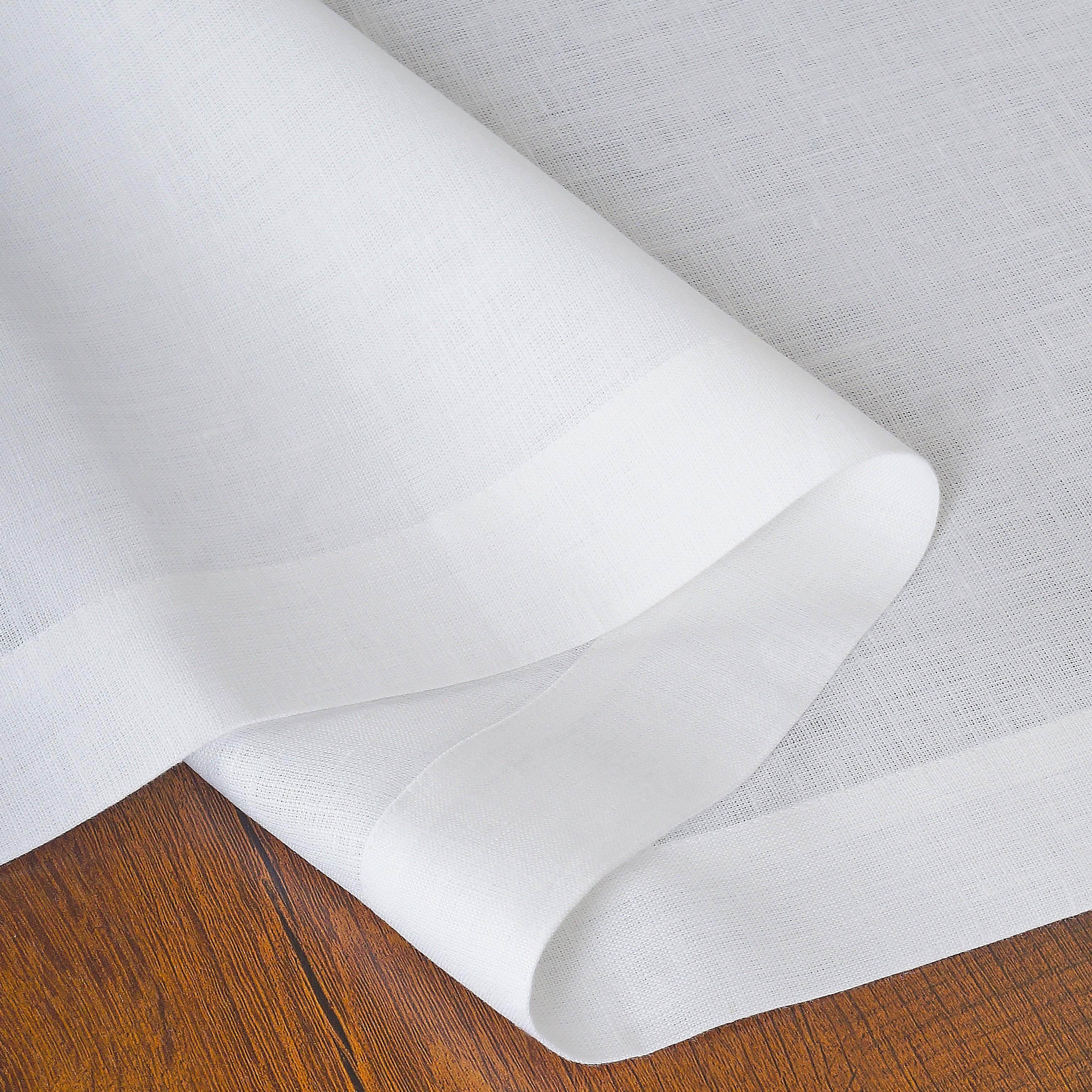 White Linen Table Runner, Hemmed