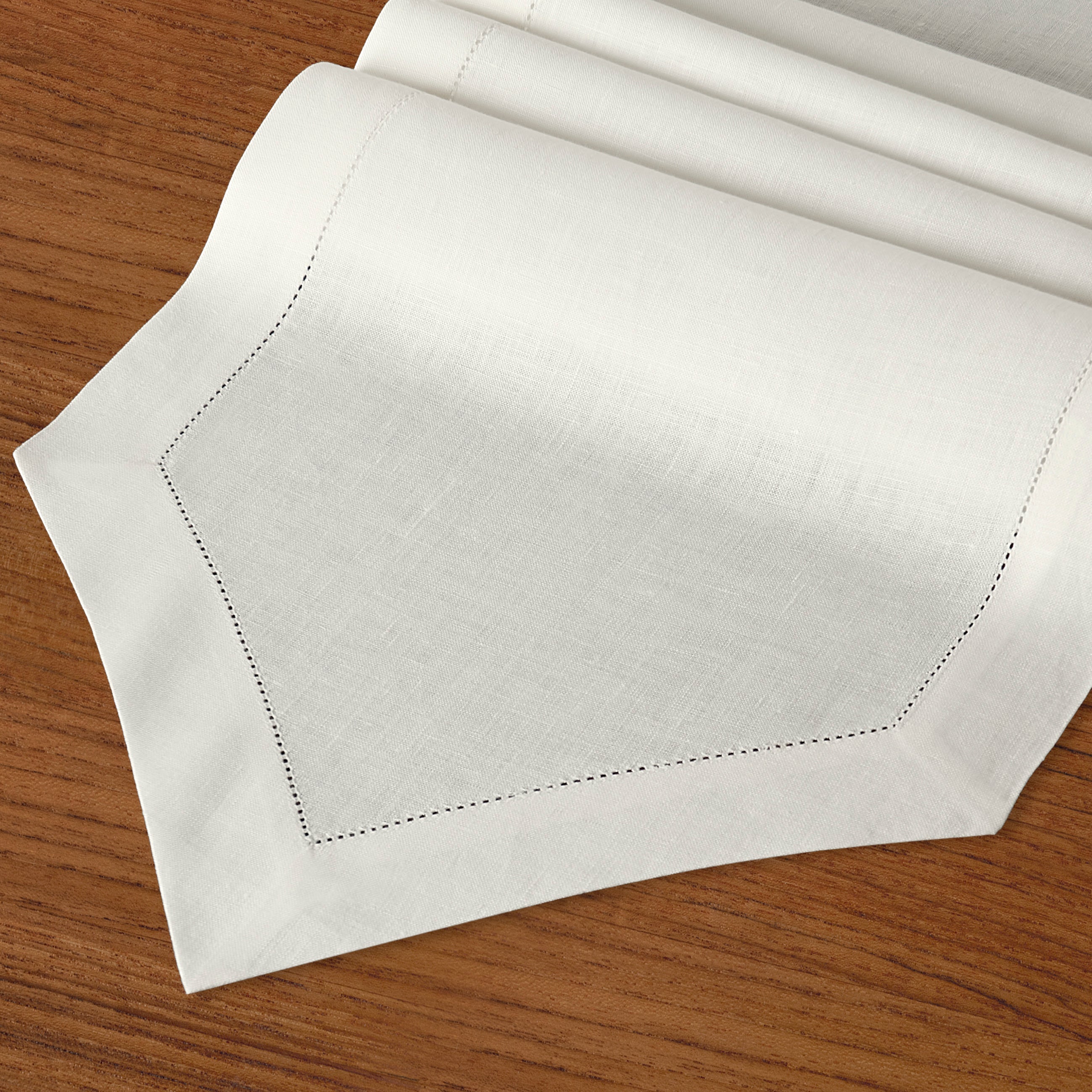 Ivory Linen Table Runner, Diamond