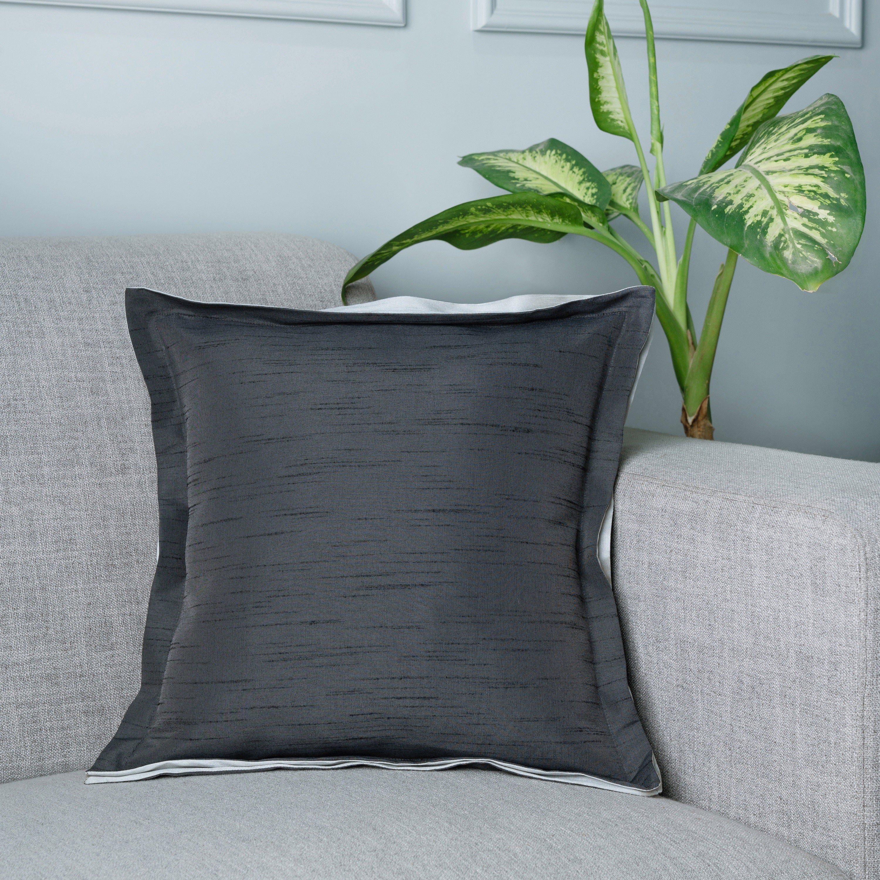 Silque Pillow Cover - Charcoal Grey