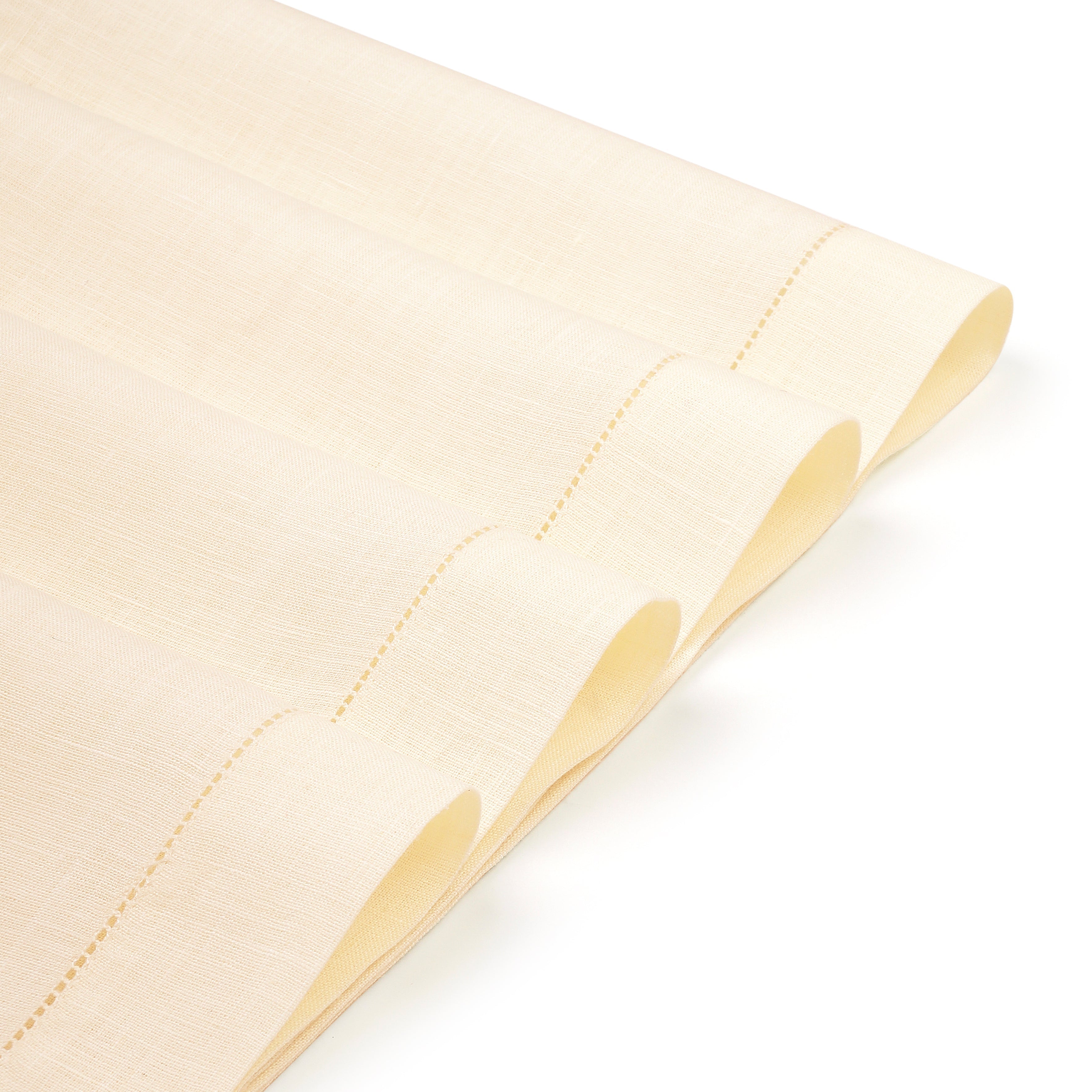 Vanilla Cream Linen Placemats, Hemstitch, 14 x 19 inch, 4 pcs