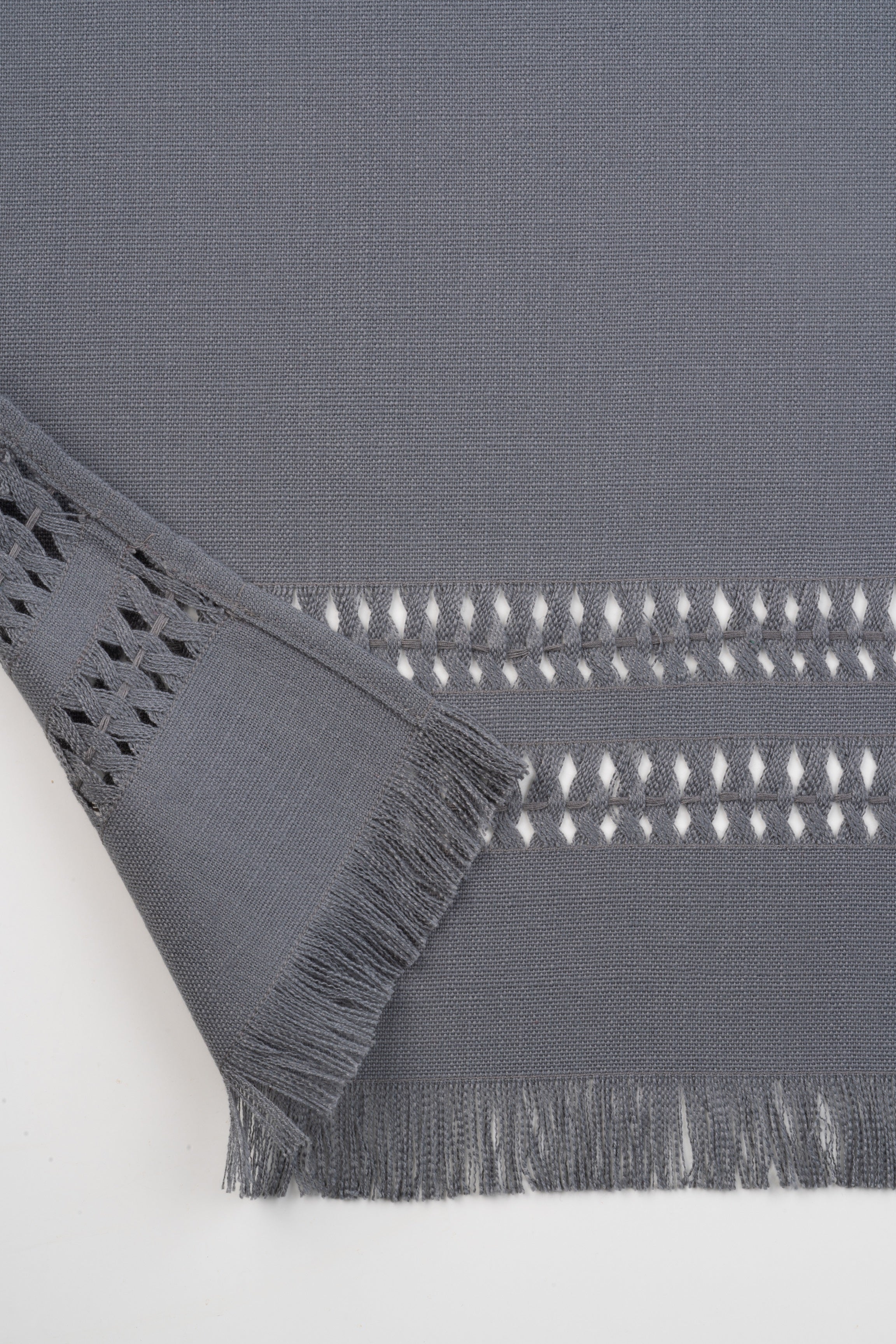 Charcoal Grey Table Runner, Faux Linen, Hand Hemstitch