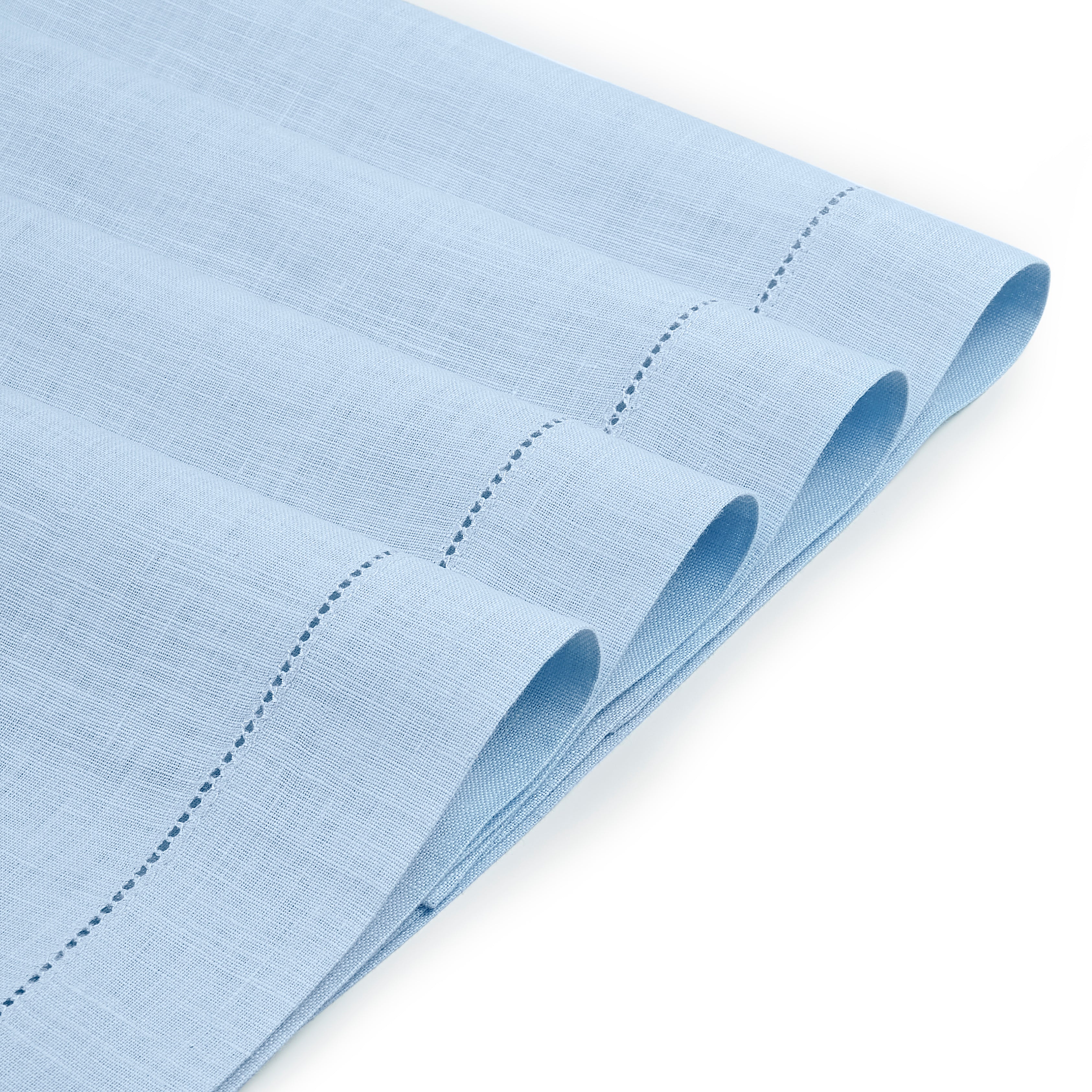 Powder Blue Linen Placemats, Hemstitch, 14 x 19 inch, 4 pcs