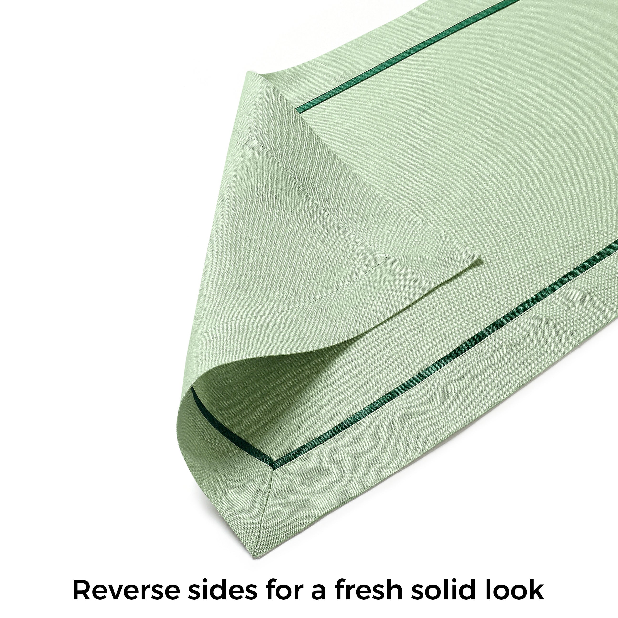 Sage Green and Forest Green Linen Table Runner, Reversible