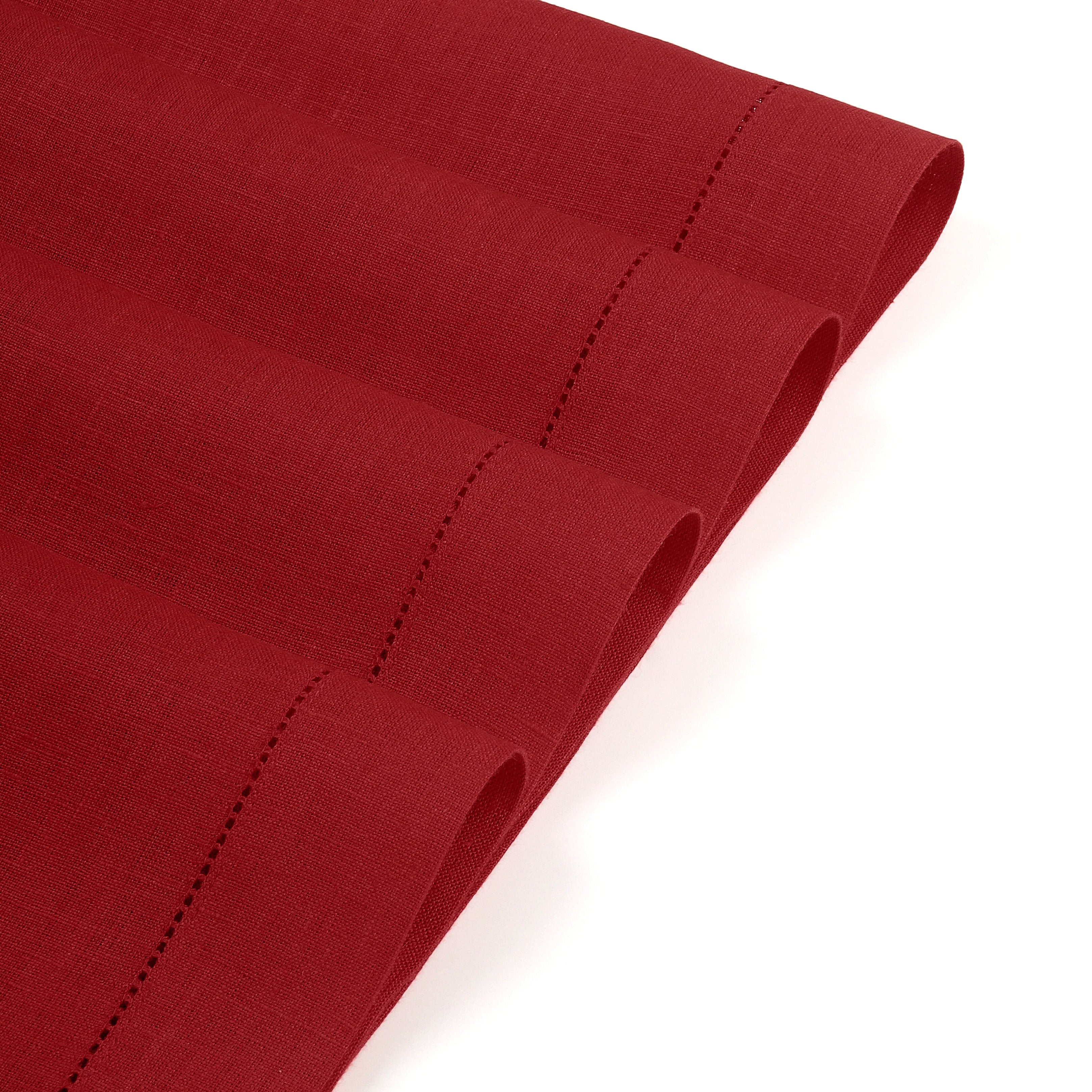 Red Linen Placemats, Hemstitch, 14 x 19 inch, 6 pcs