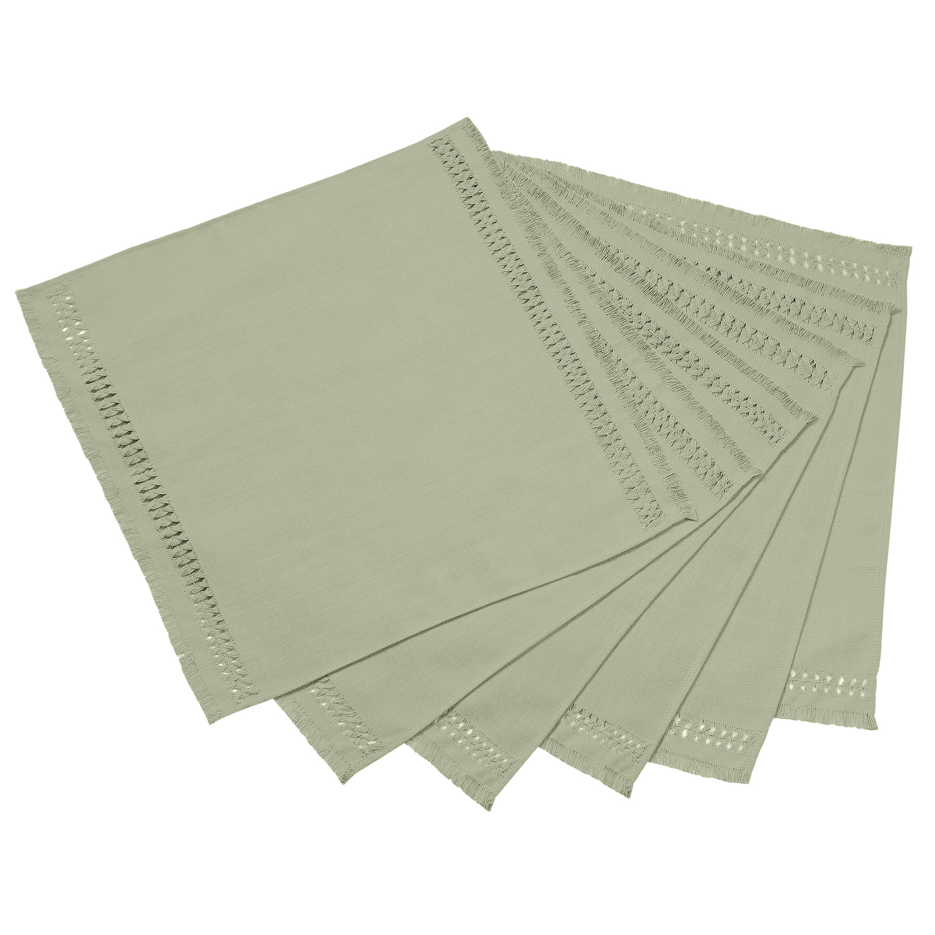 Sage Green Faux Linen Napkins, Hand Hemstitch, 20 x 20 inch, 6 pcs