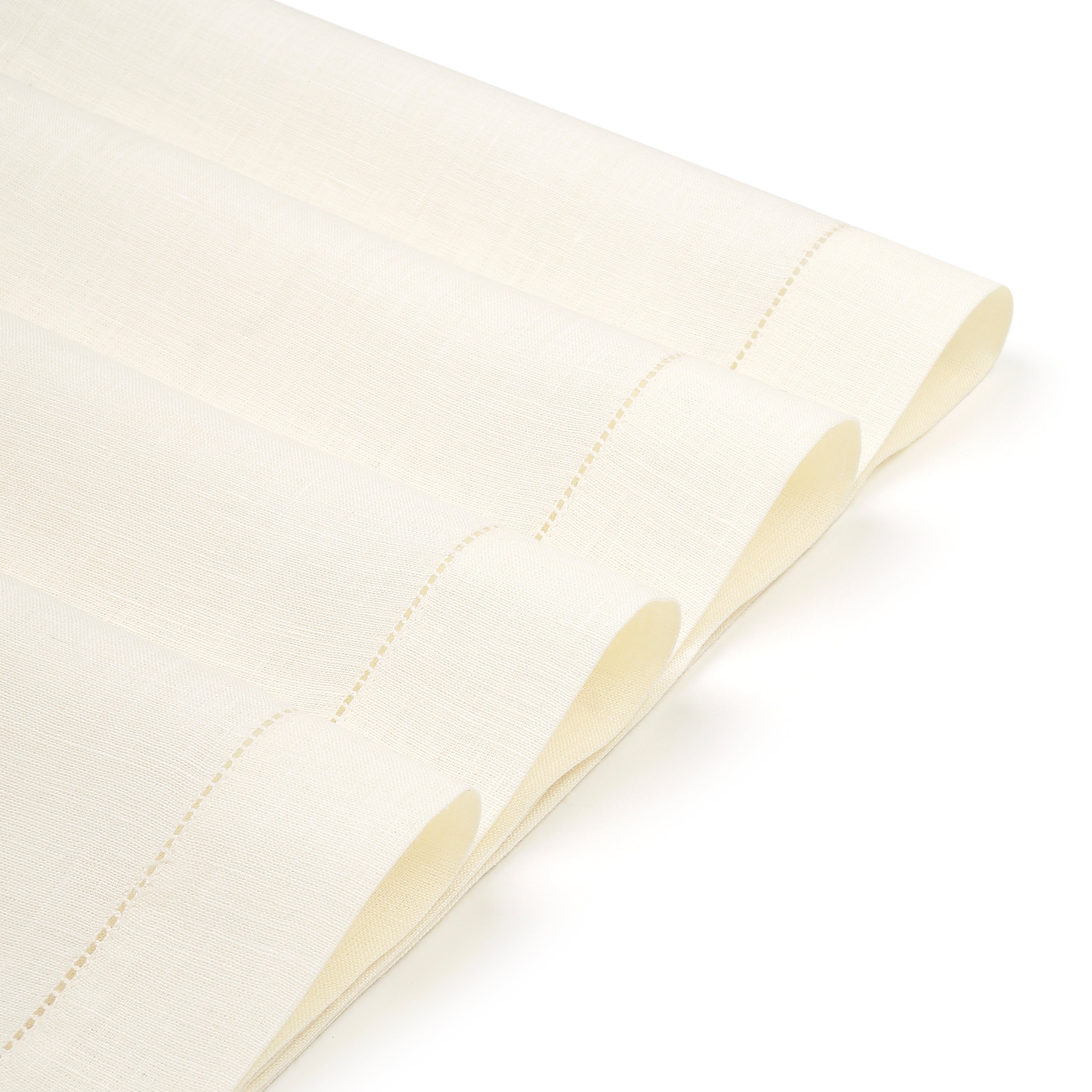 Ivory Linen Placemats, Hemstitch, 14 x 19 inch, 4 pcs