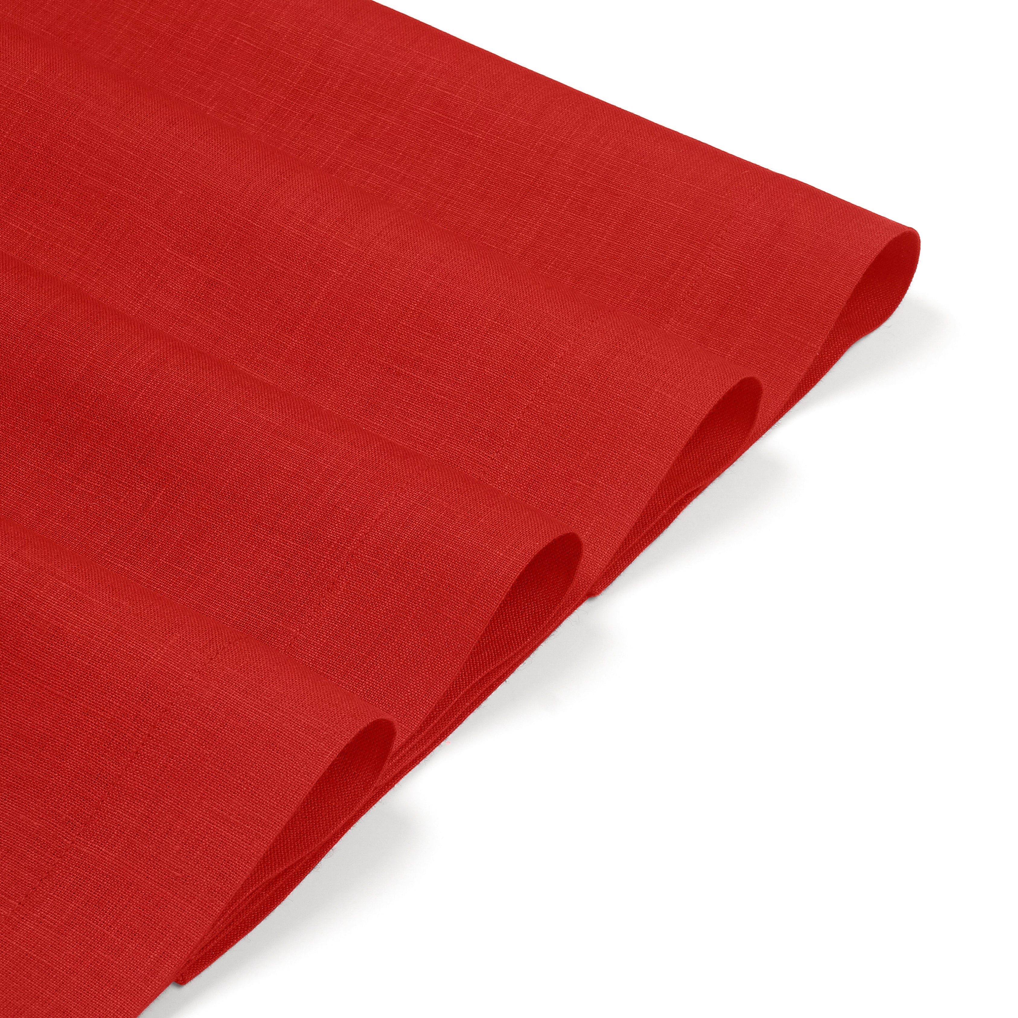 Bright Red Linen Placemats, Hemmed, 14 x 19 inch, 4 pcs