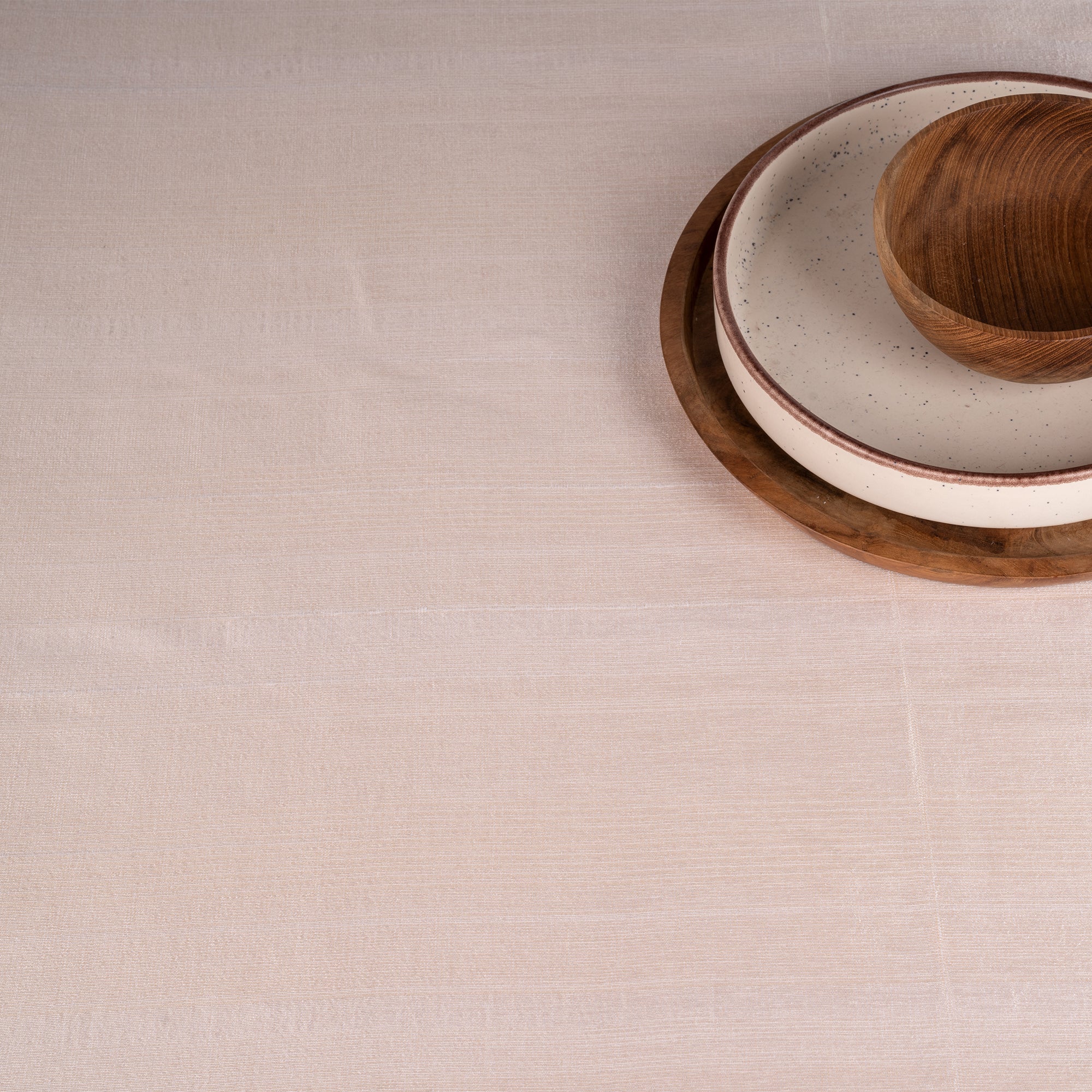 Light Natural Vegan Silk Tablecloth, Mitered Corner