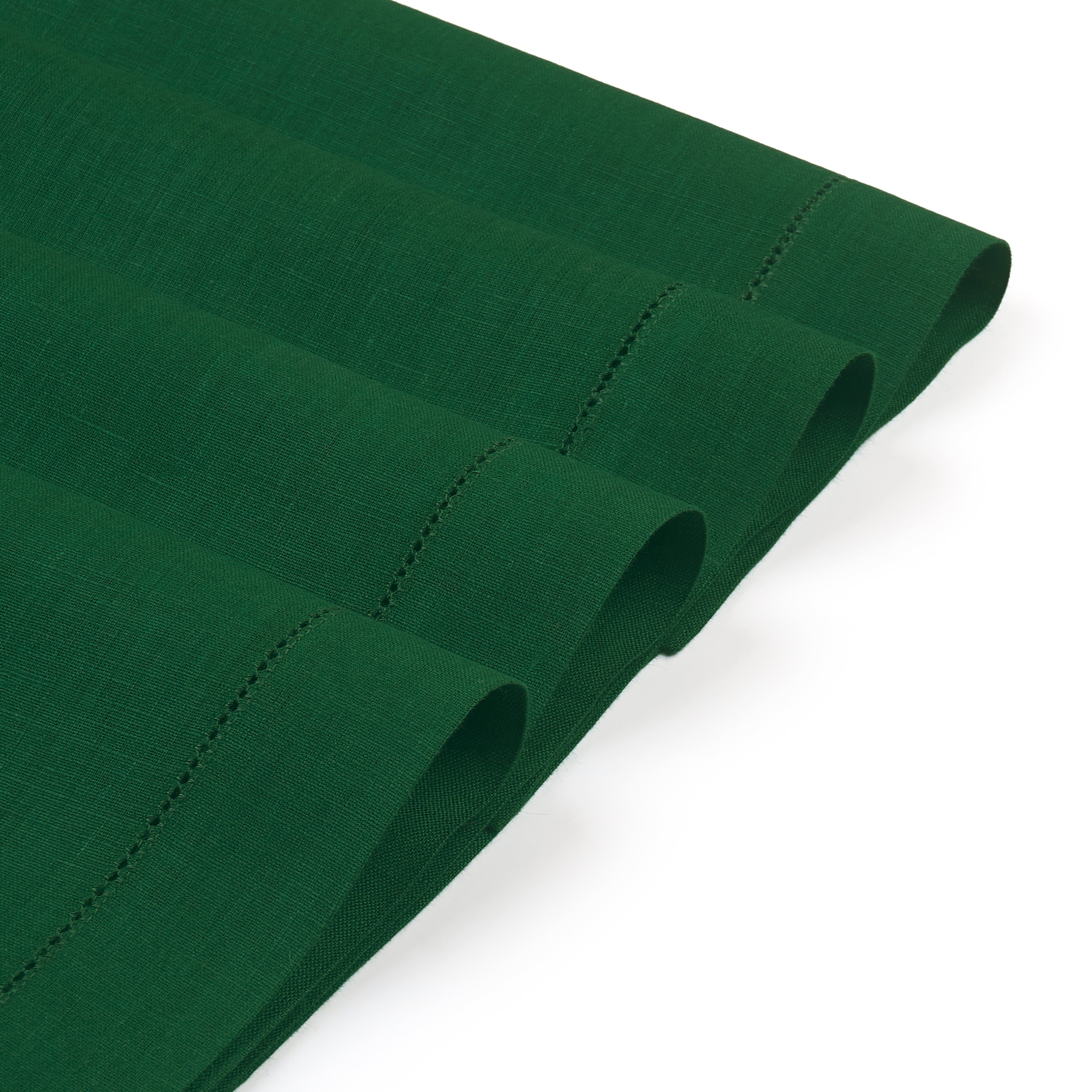 Forest Green Linen Placemats, Hemstitch, 14 x 19 inch, 6 pcs