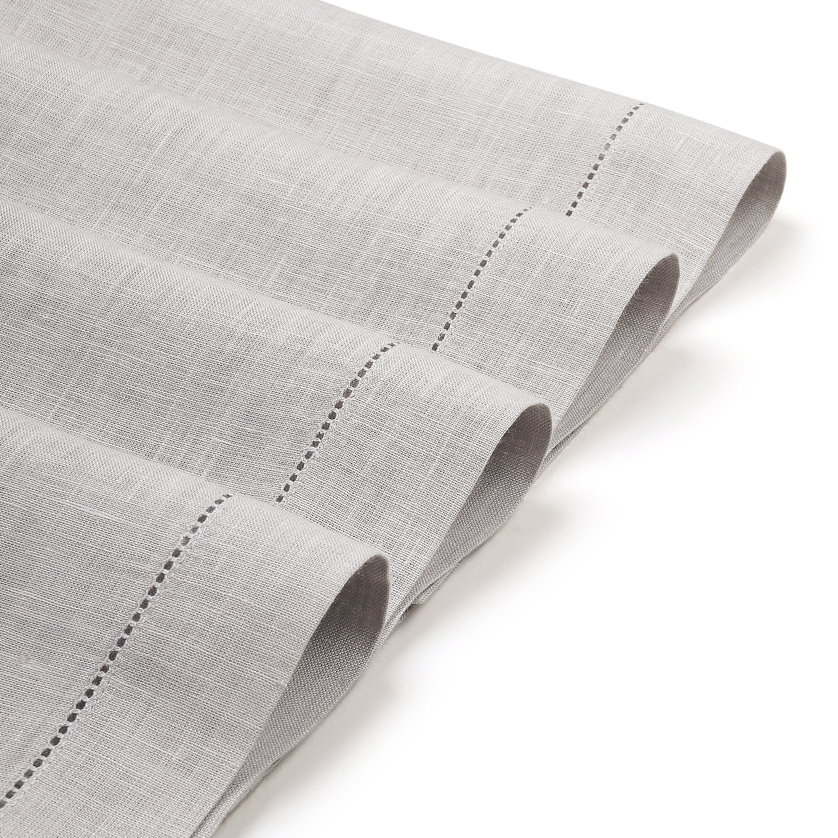 Silver Grey Linen Placemats, Hemstitch, 14 x 19 inch, 4 pcs