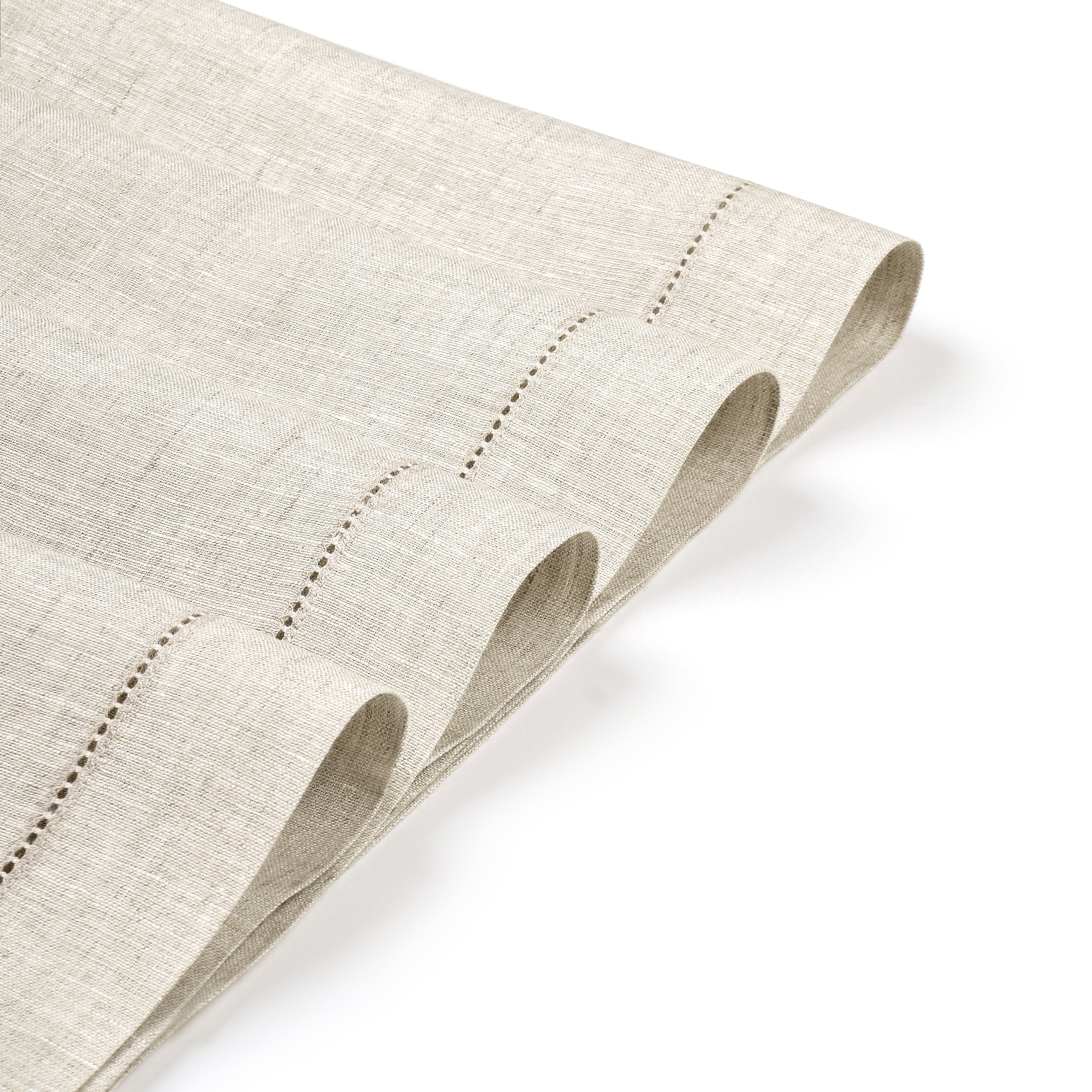 Light Natural Linen Placemats, Hemstitch, 14 x 19 inch, 4 pcs