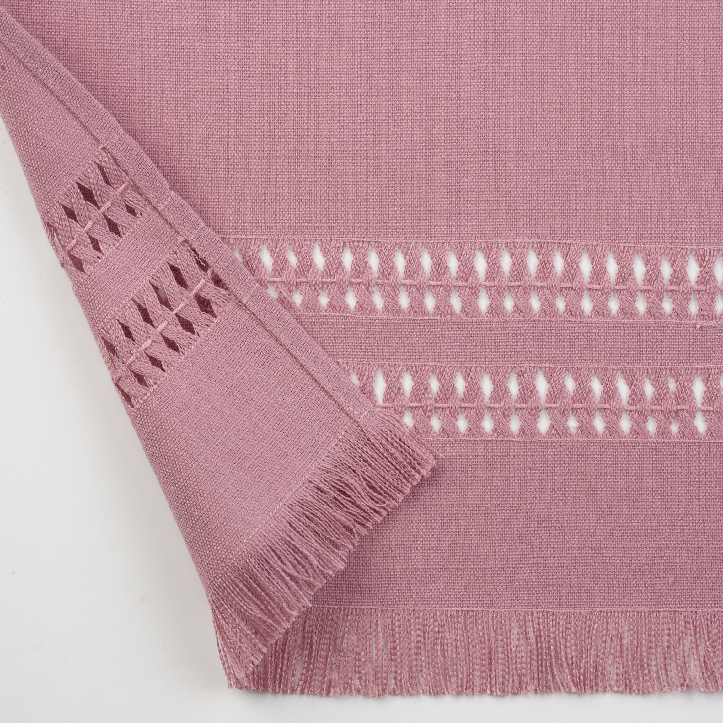 Dusty Pink Table Runner, Faux Linen, Hand Hemstitch