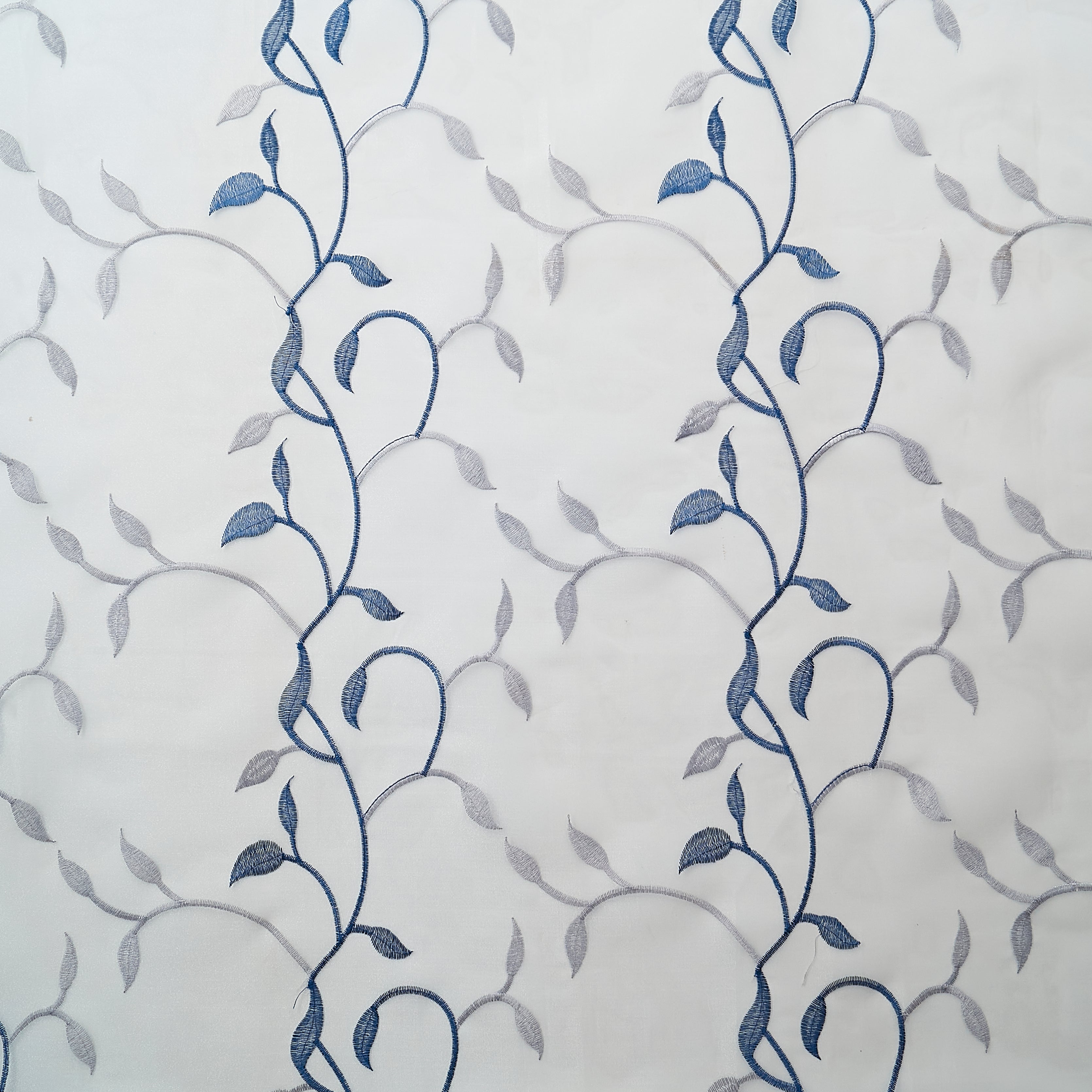 Etereo Leaf Lattice, Silver and Blue, Sheer, 1 panel