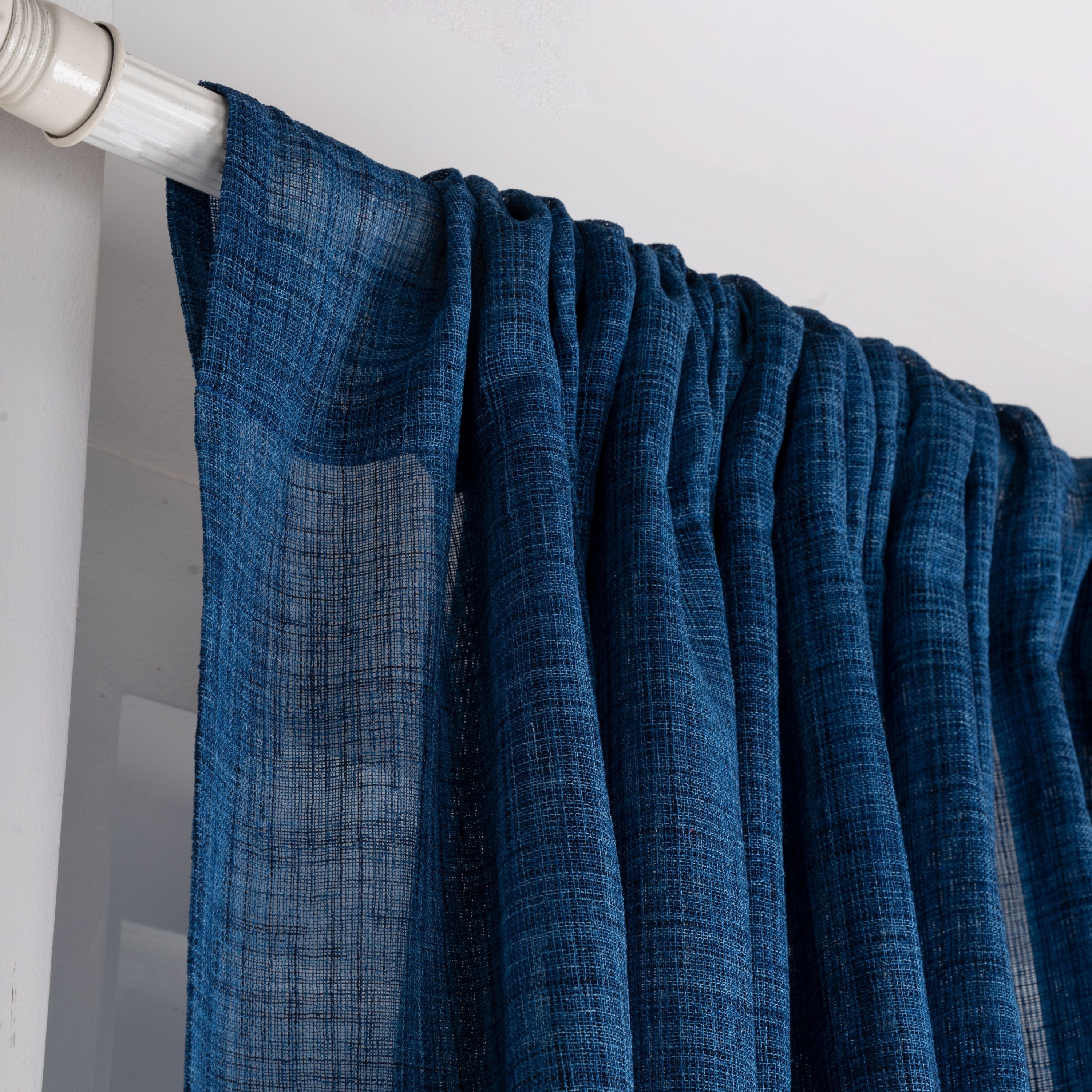 Indigo Blue Faux Jute Curtain