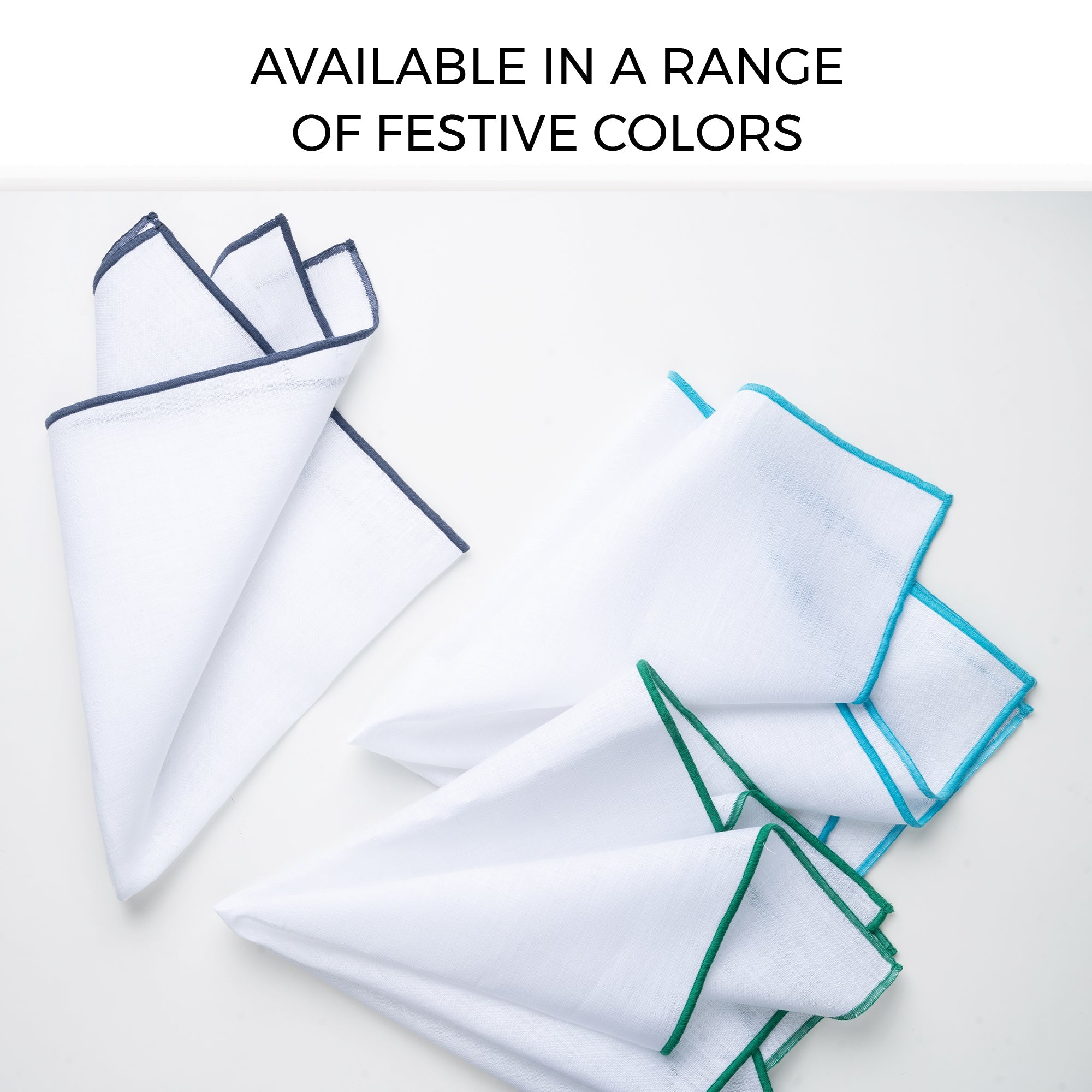 White and Navy Blue Linen Napkins, Marrow Edge, 20 x 20 inch, 4 pcs