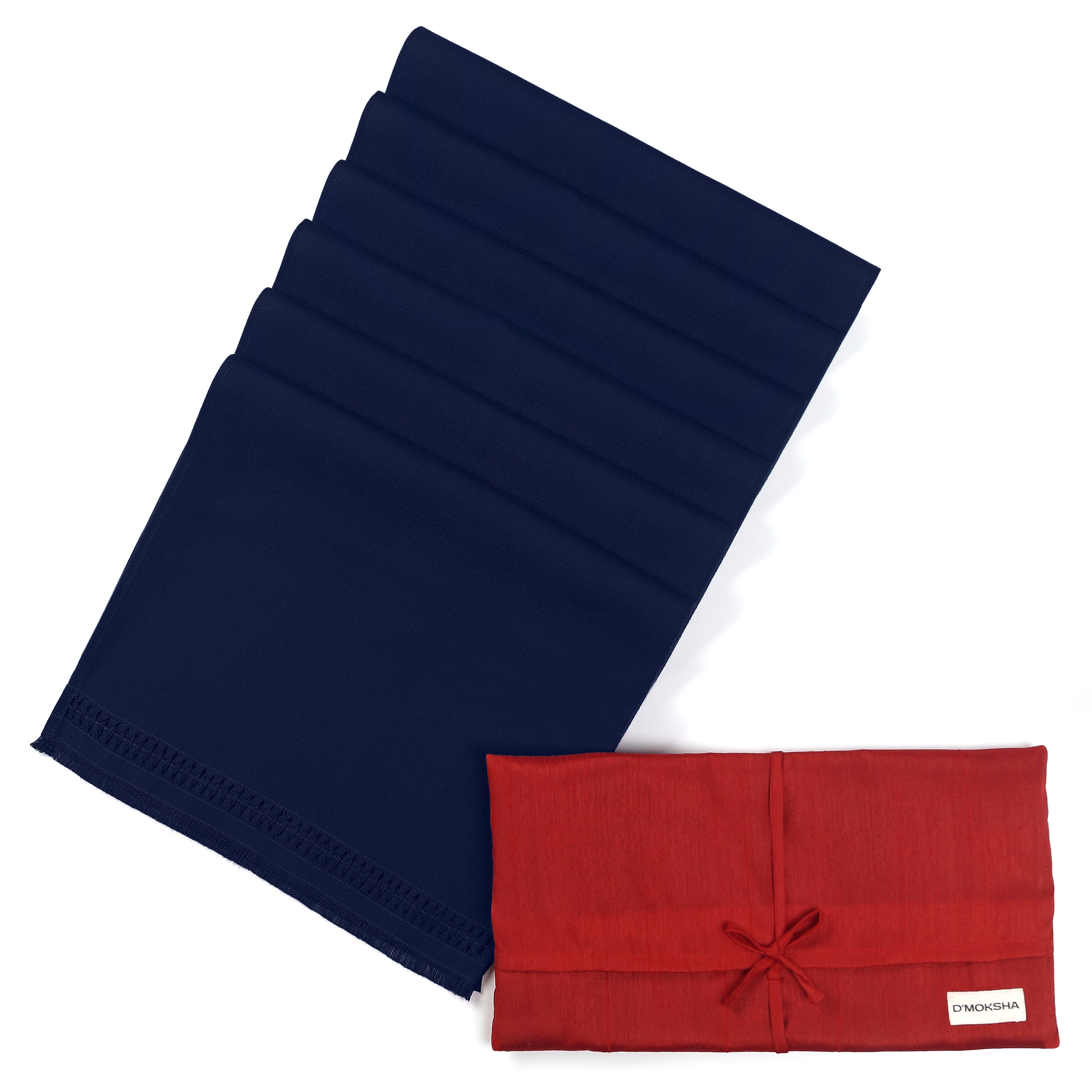 Navy Blue Faux Linen Napkins, Hand Hemstitch, 20 x 20 inch, 6 pcs