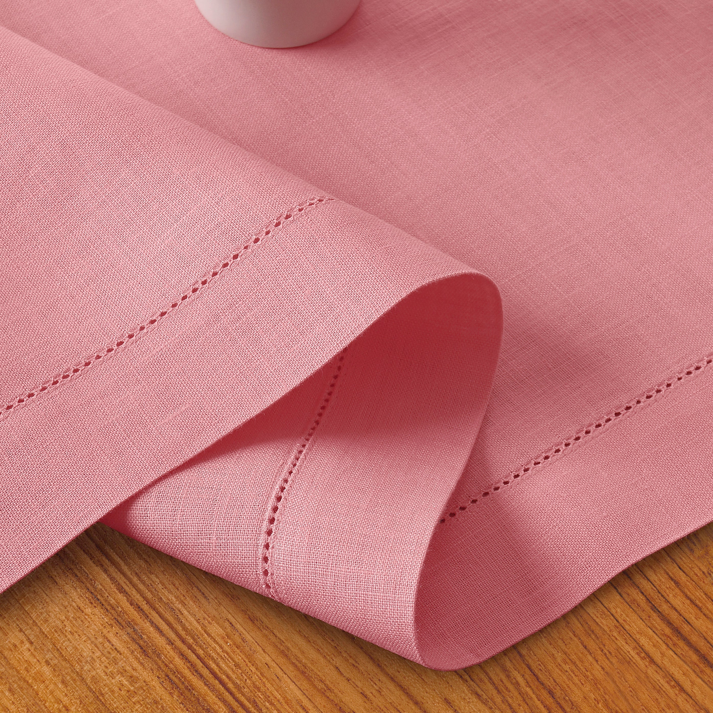 Dusty Pink Linen Table Runner, Hemstitch