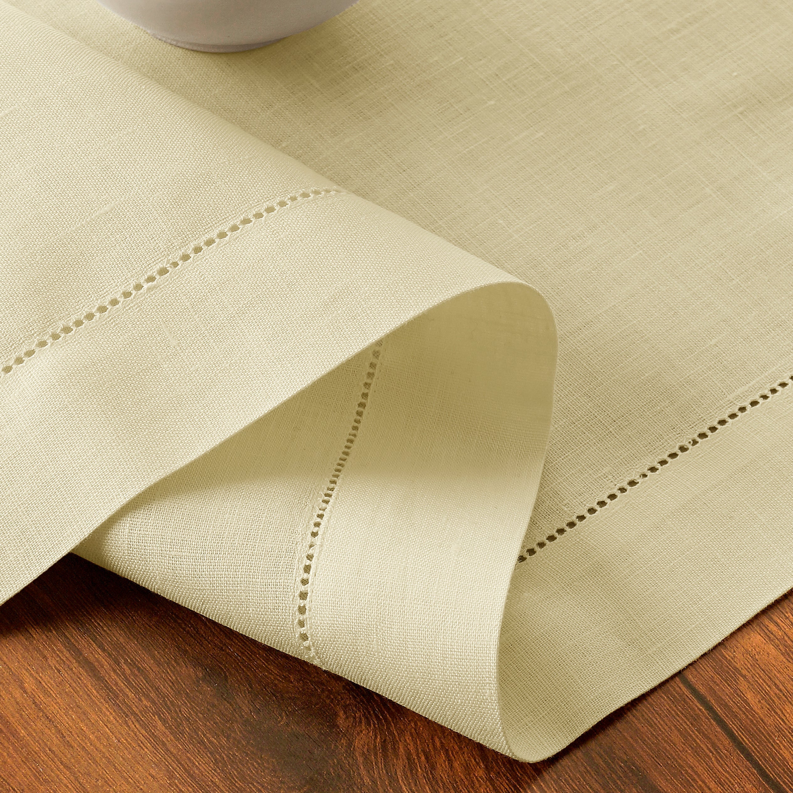 Cream Linen Table Runner, Hemstitch