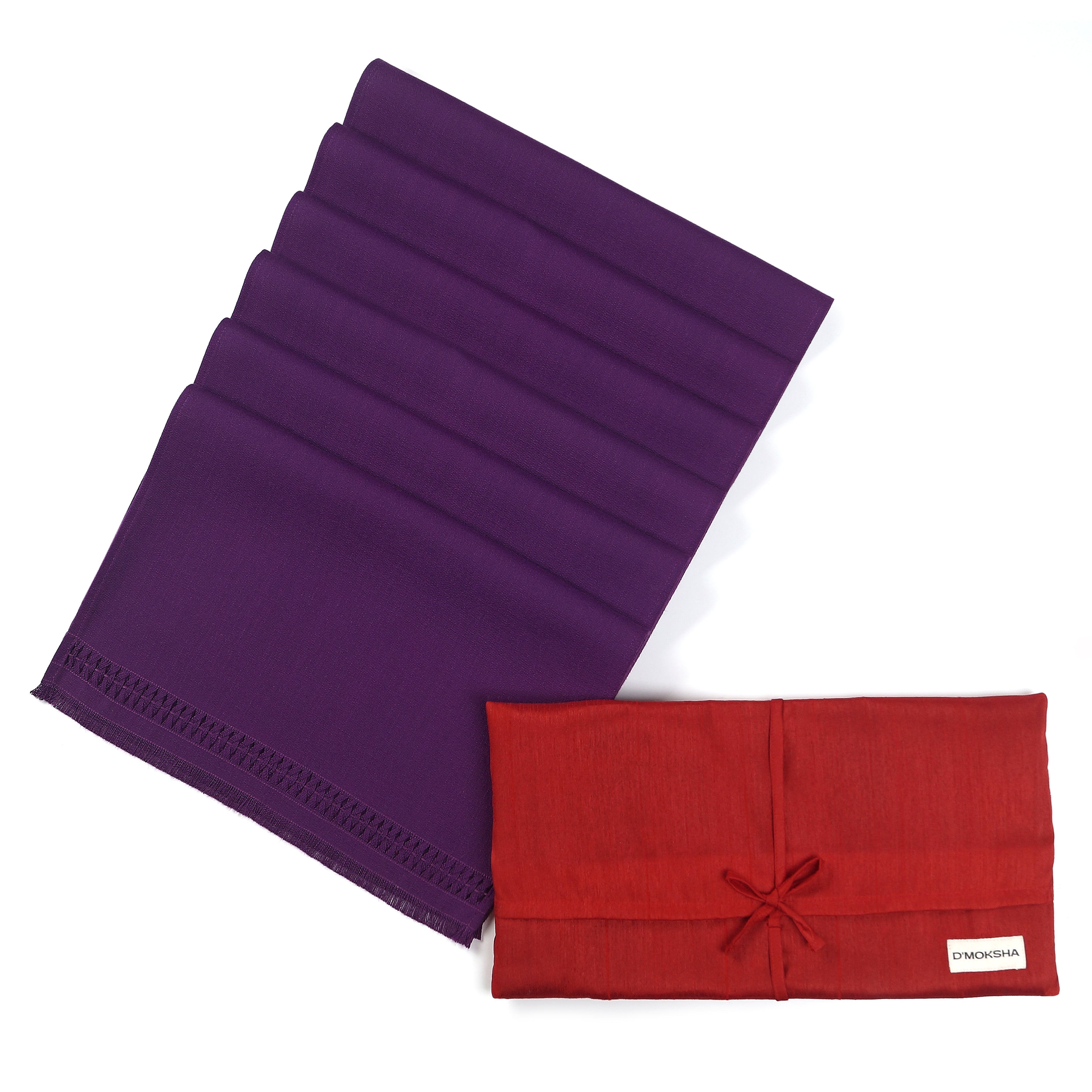 Purple Faux Linen Placemats, Hand Hemstitch, 14 x 19 inch, 6 pcs