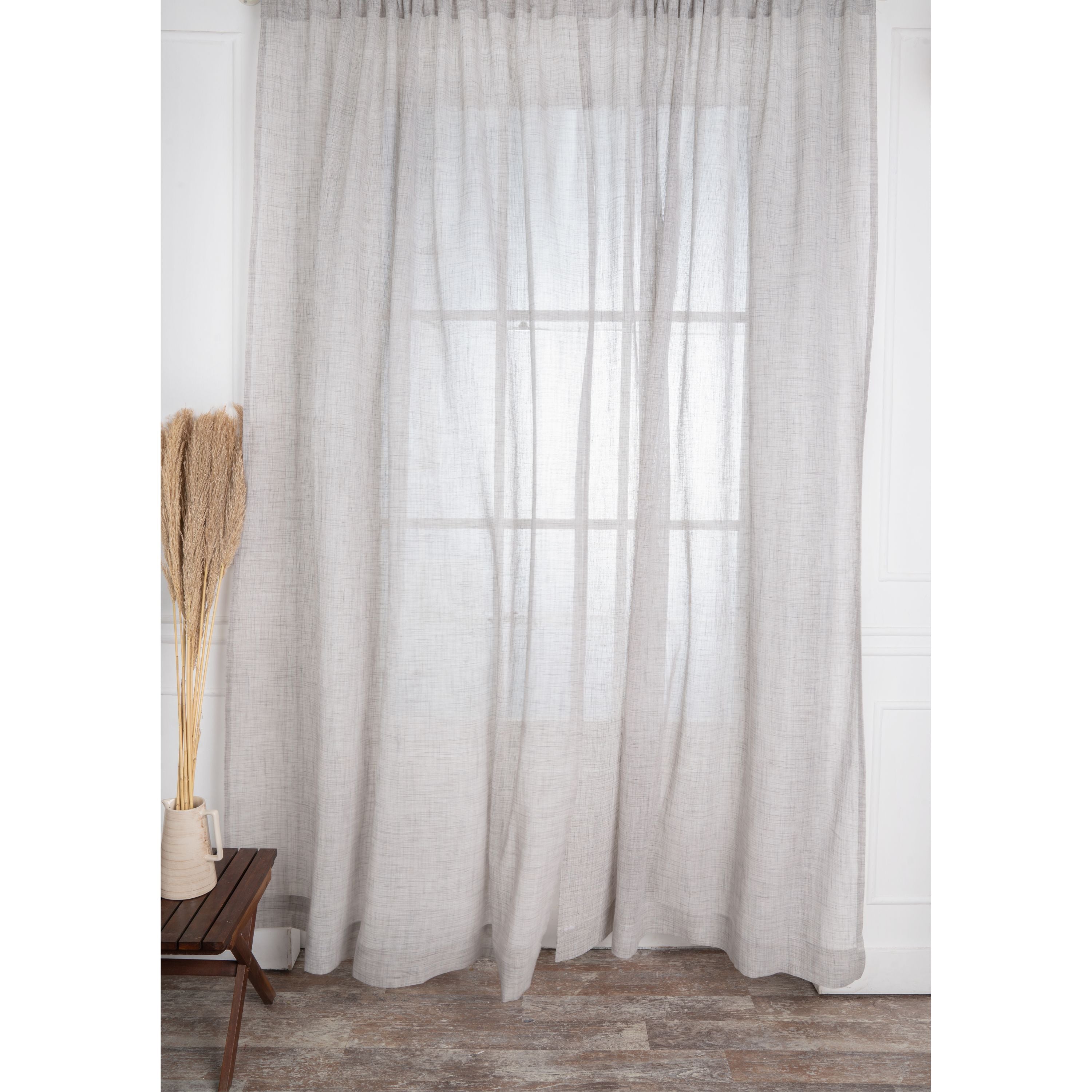 Light Grey Faux Jute Curtain