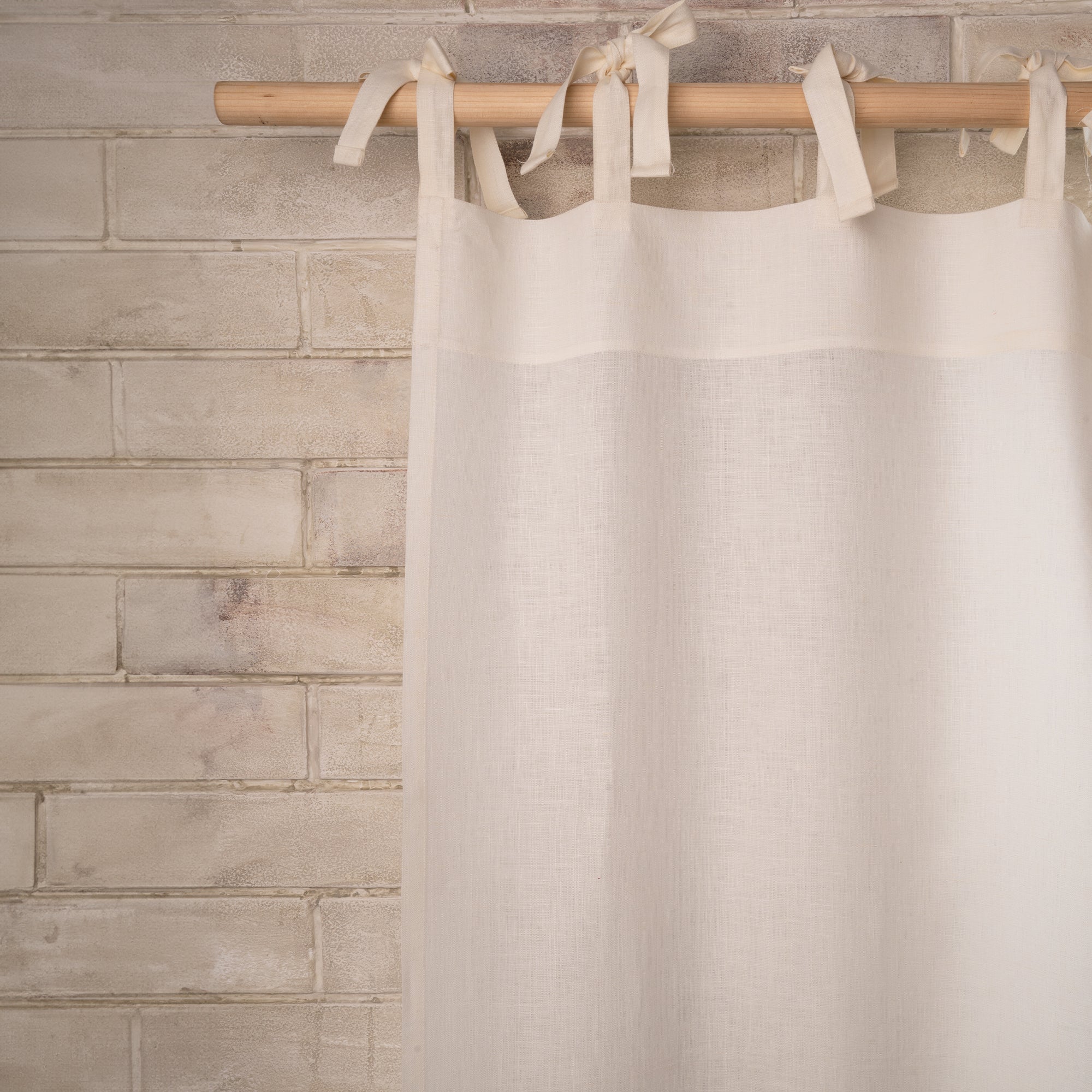 Ivory Linen Tie Top Curtain