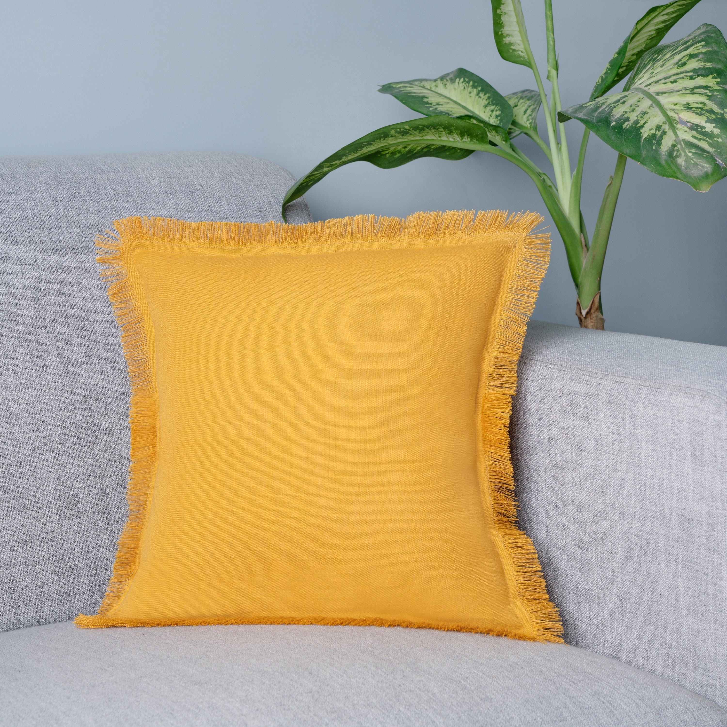 Bohemian Fringe Pillow Cover - Mustard