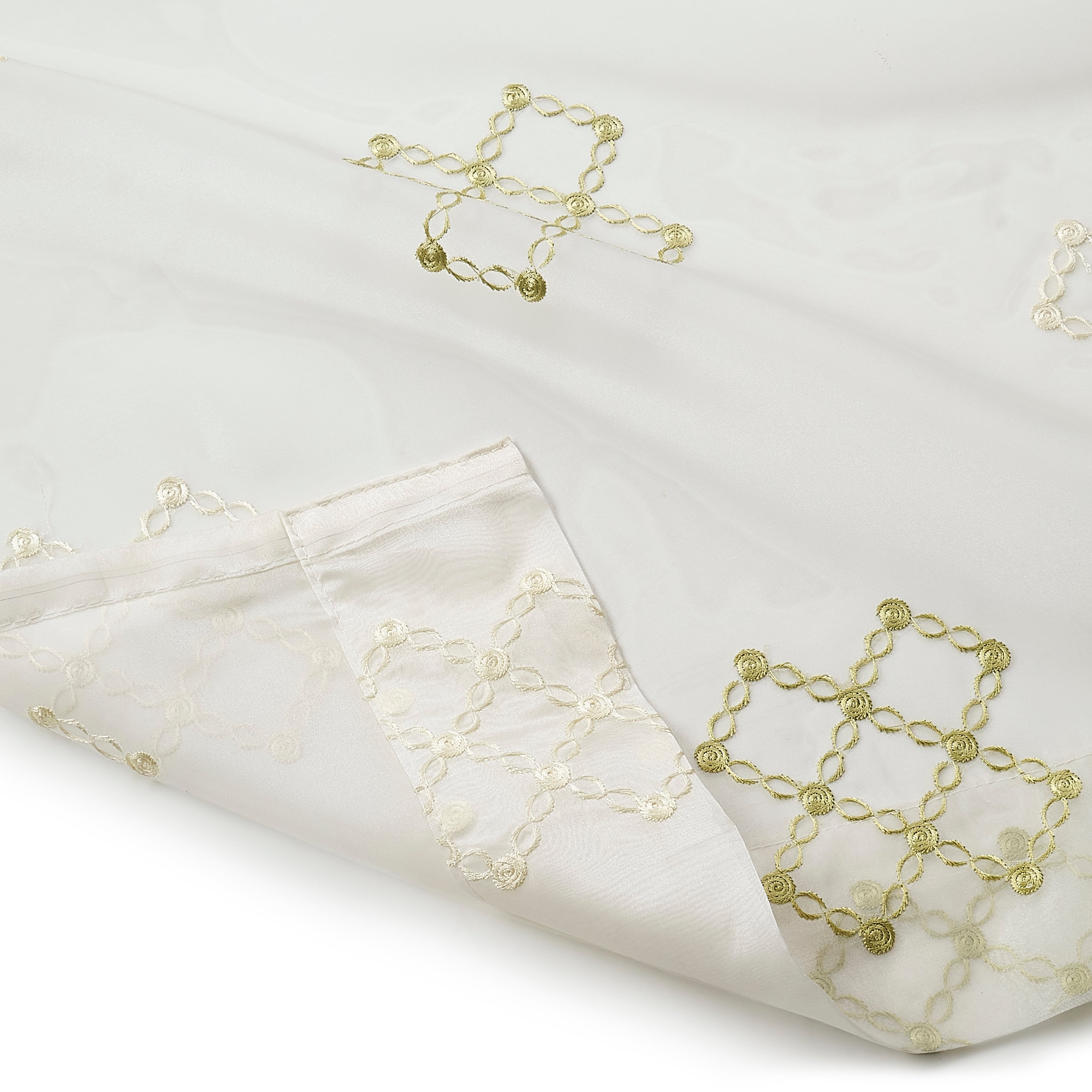 Etereo Lattice Luxe, White and Green, Sheer, 1 panel