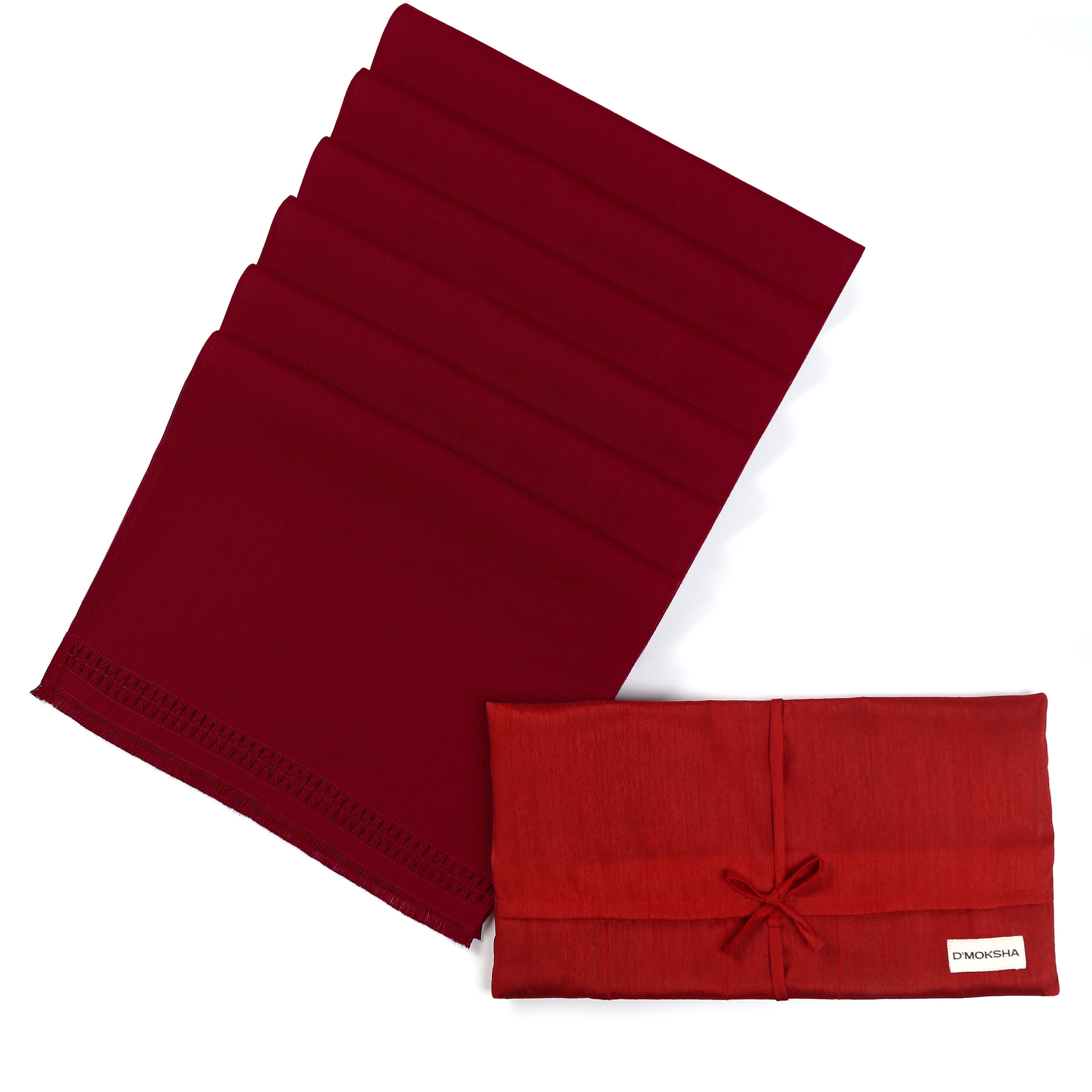 Red Faux Linen Napkins, Hand Hemstitch, 20 x 20 inch, 6 pcs