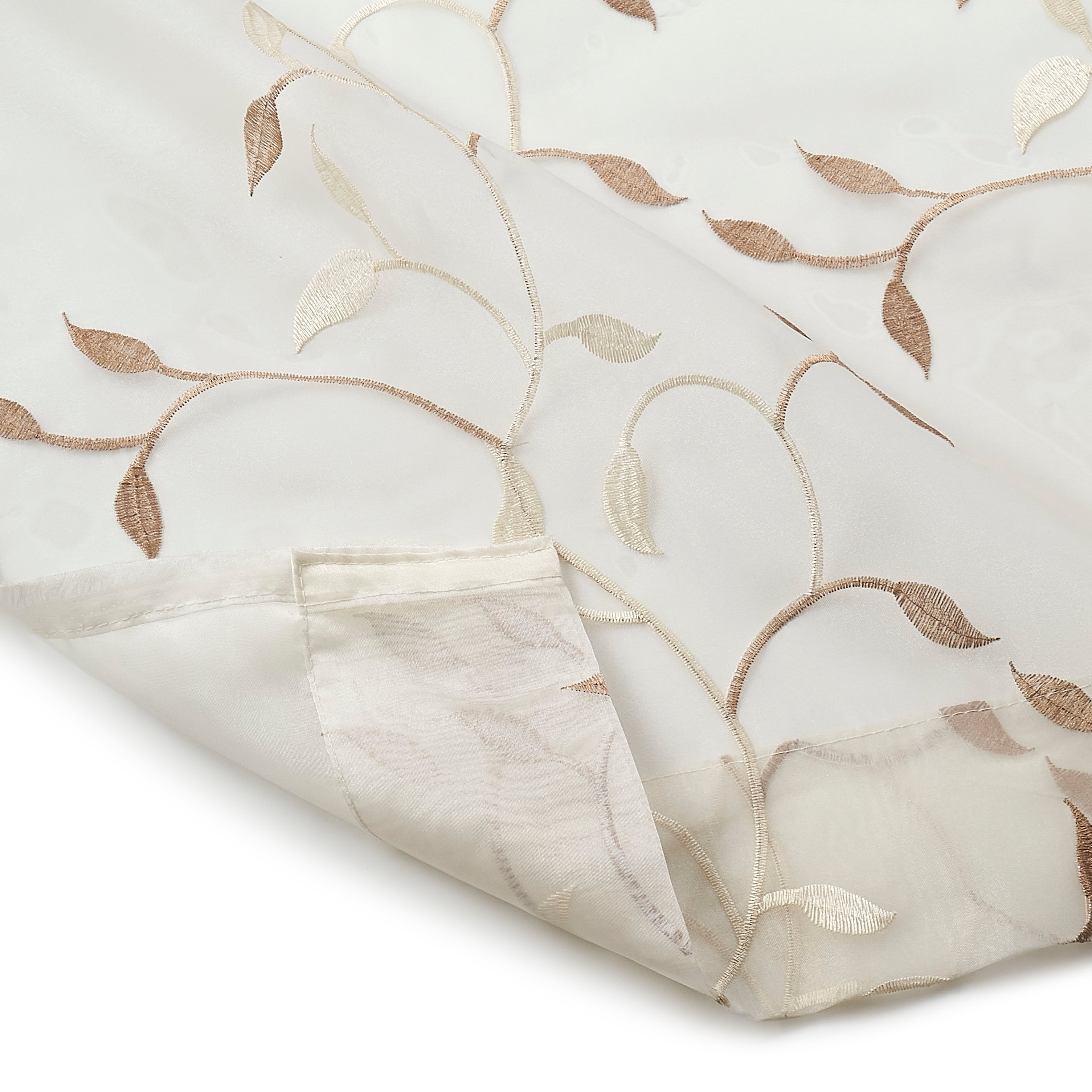 Etereo Leaf Lattice, Cream and Brown, Sheer, 1 panel