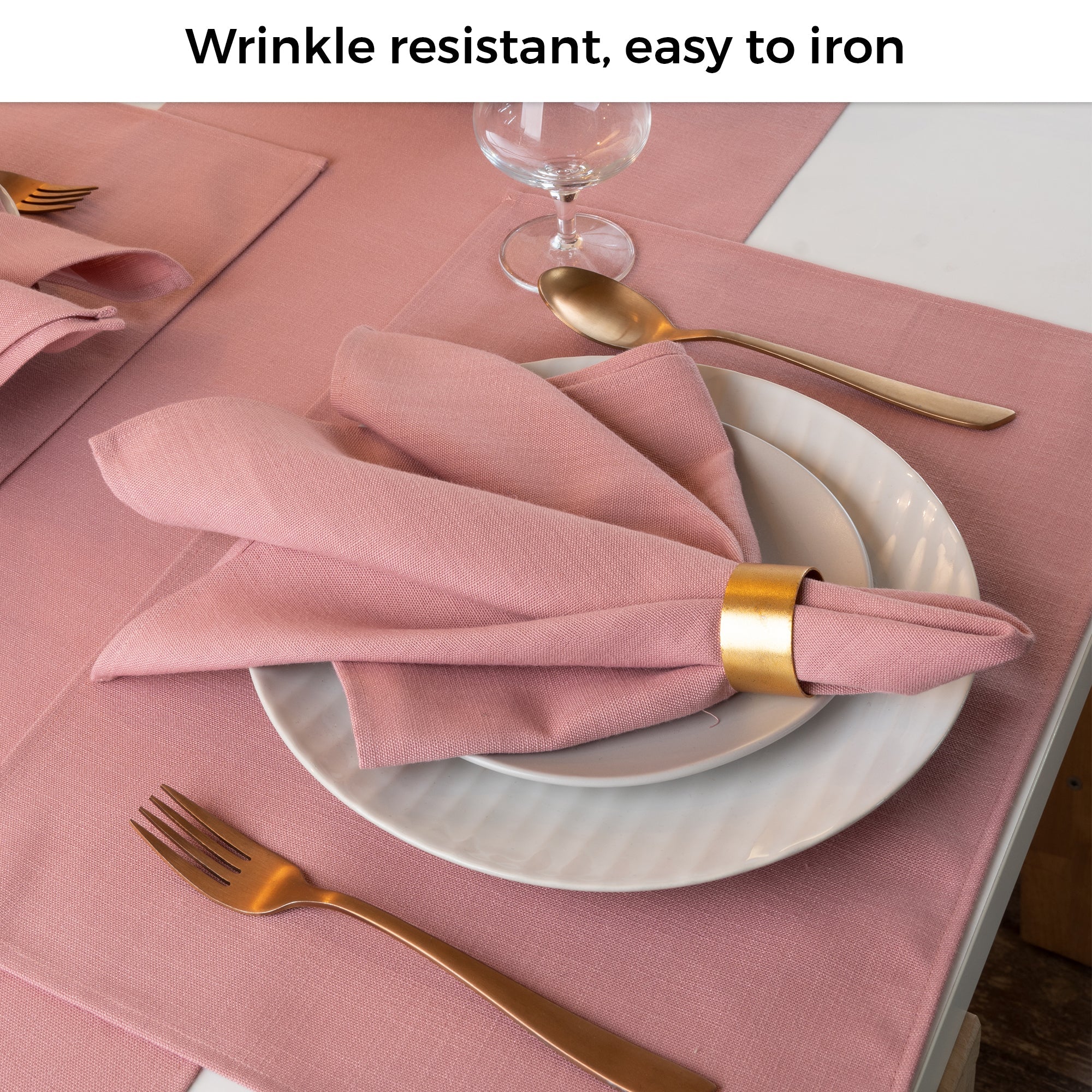 Dusty Pink Faux Linen Napkins, Plain, 20 x 20 inch, 4 pcs