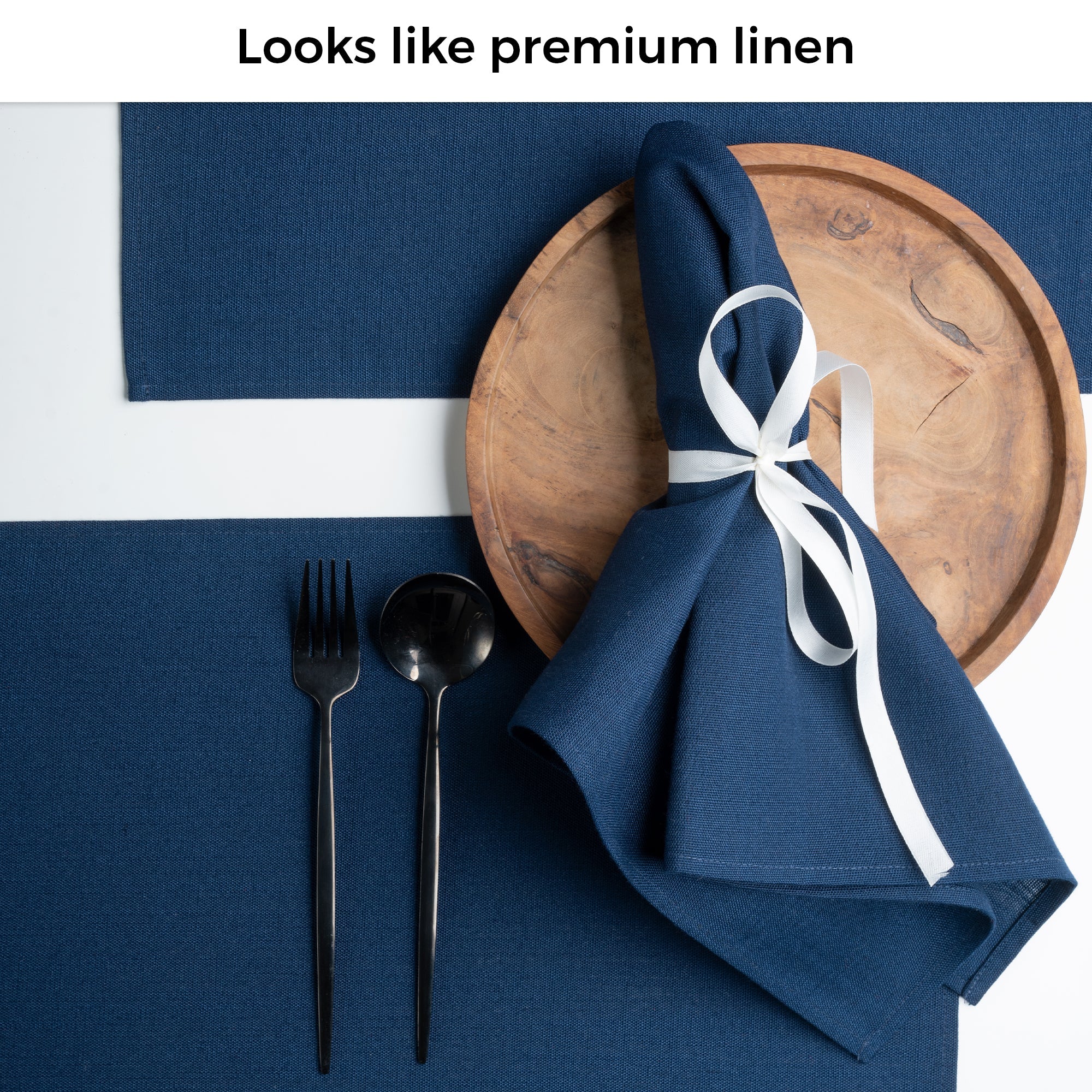 Navy Blue Faux Linen Napkins, Plain, 20 x 20 inch, 4 pcs