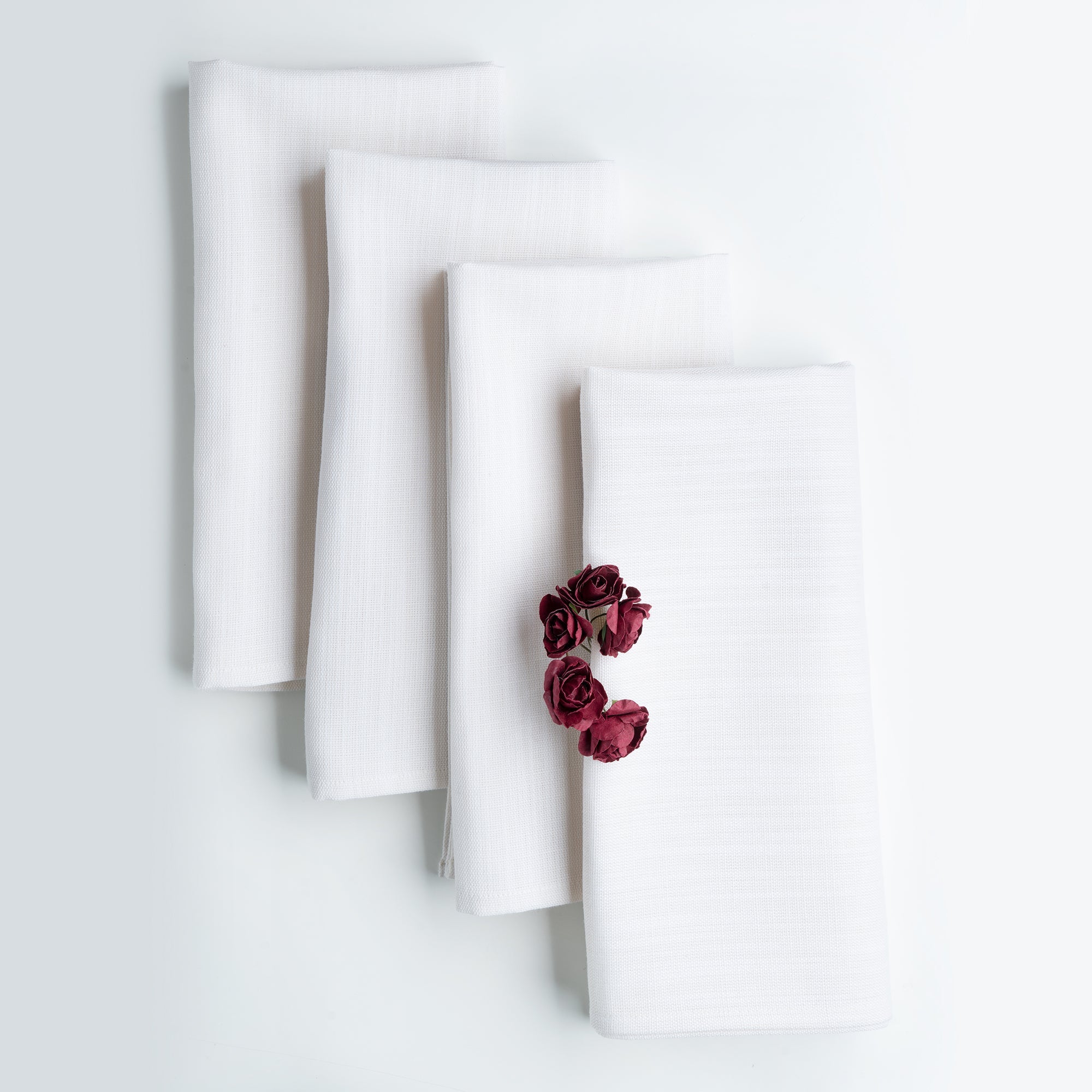 Chambray Cream & White Faux Linen Napkins, Plain, 20 x 20 inch, 4 pcs