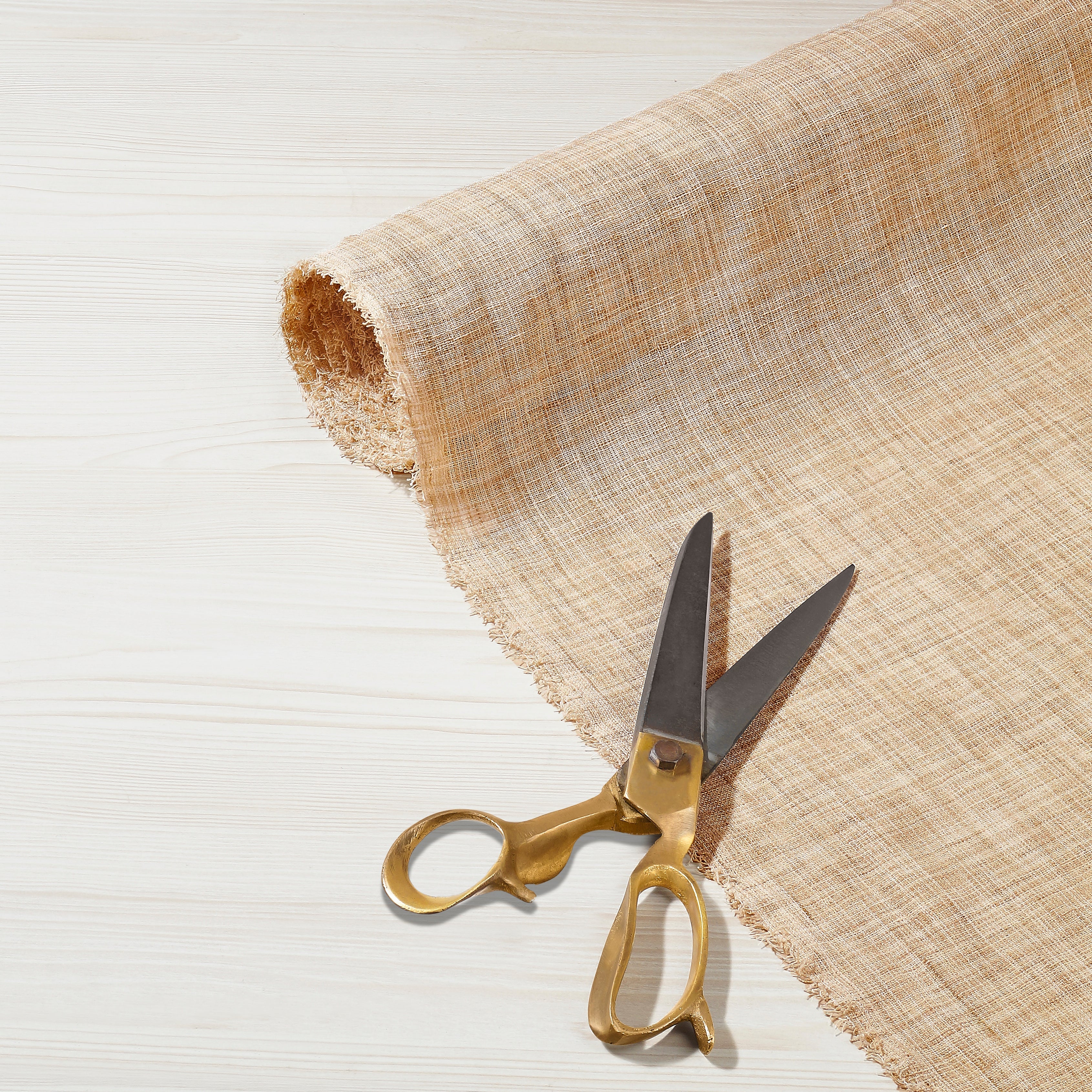 Faux Jute Fabric Beige and Ivory