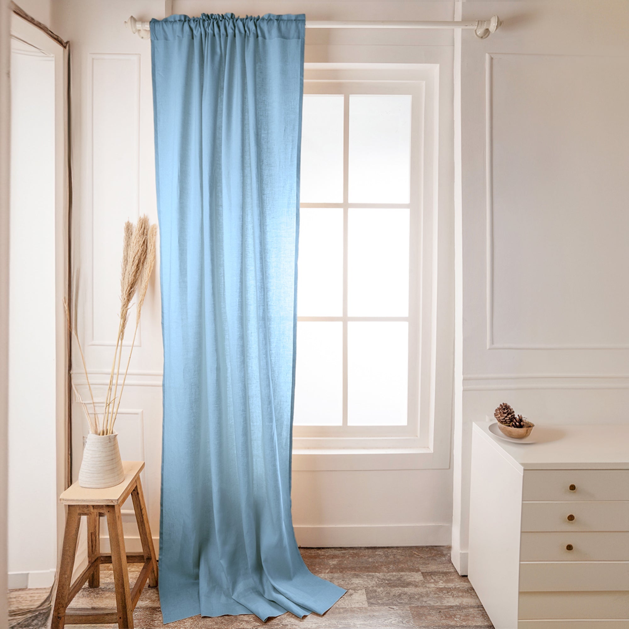 Powder Blue Linen Curtain - 