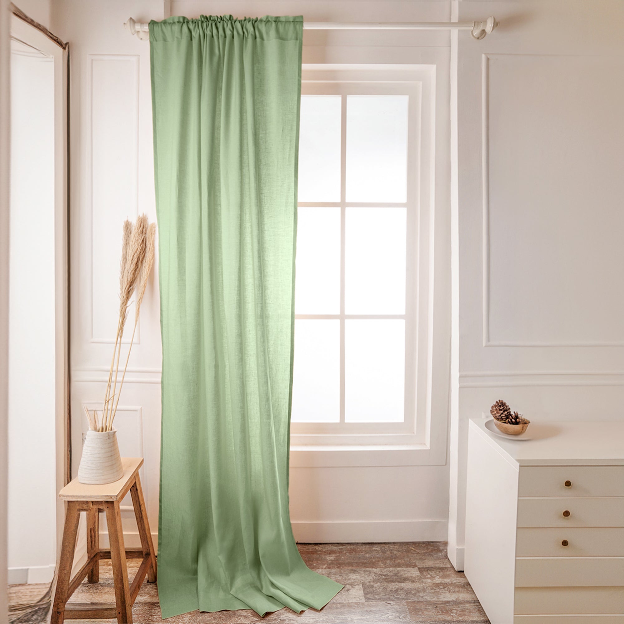 Sage Green Linen Curtain - 